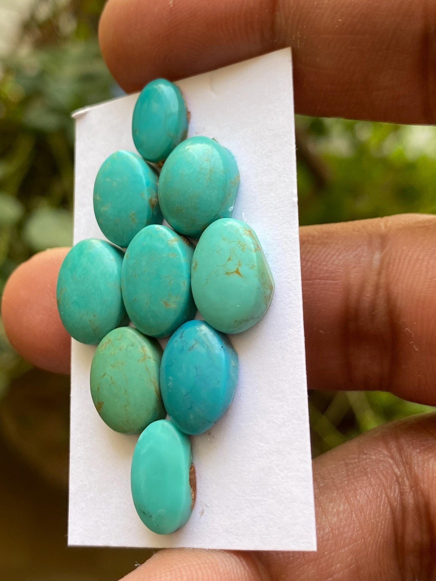 Gorgeous rare Arizona  mines Turquoise cabochons  natural smooth polished ovals pcs 9 wt 35.30 carats 11.2x7mm-13.2x9mm turquoise cabochons