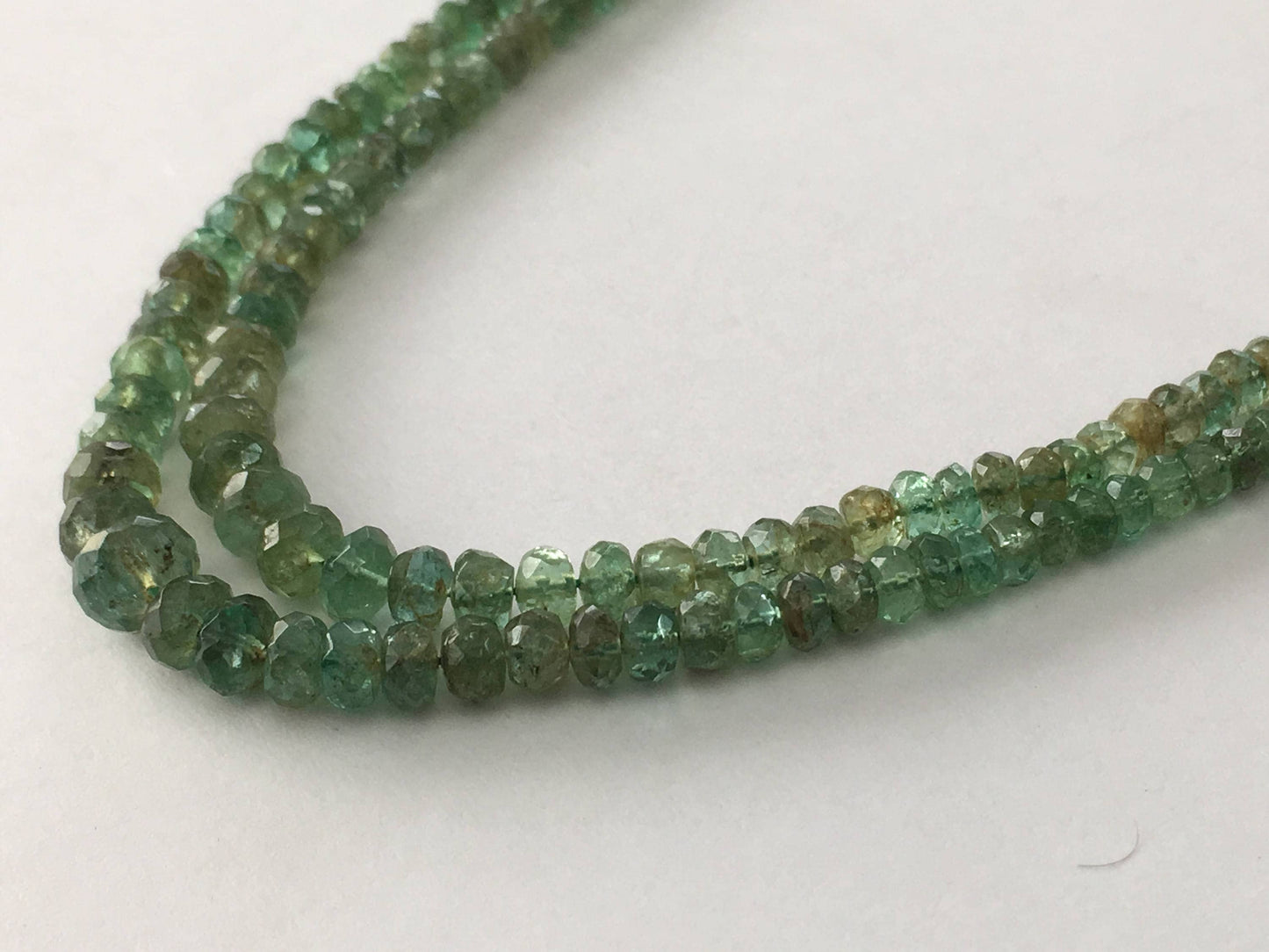 Beautiful Emerald faceted beads rare necklace 2.4mm to 6.5mm faceted emerald beads necklace weight 66.29 cts length 14 and 15 inches