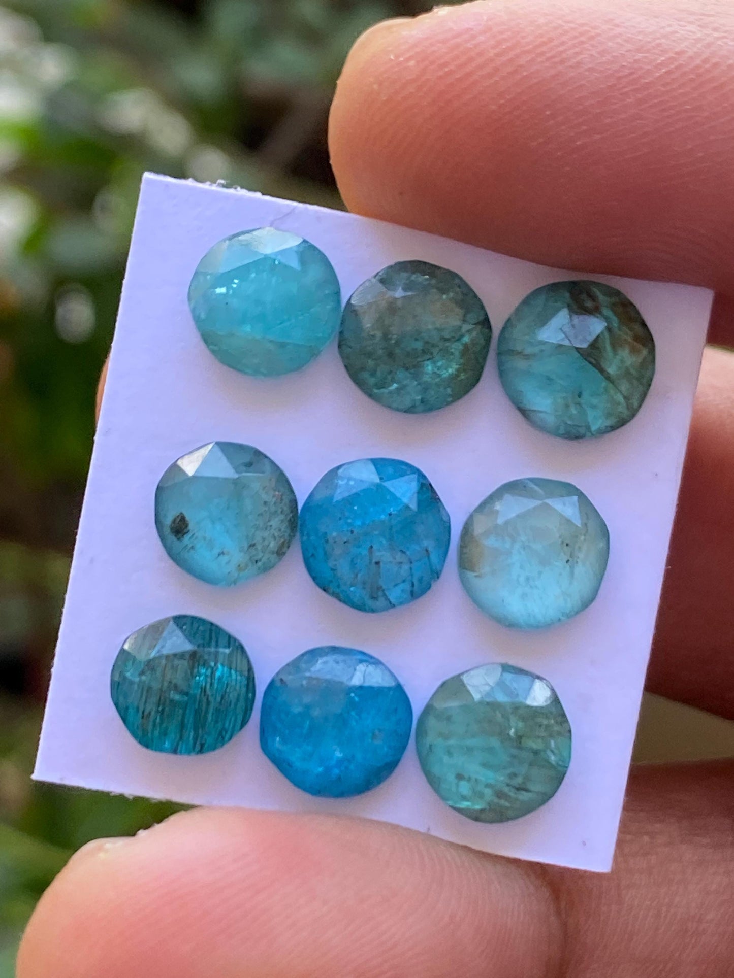 Gorgeous Blue green apatite round rosecut wholesale lot weight 14.75 carats pcs 9 rosecut blue apatite flats  size 6.8-7mm apatite rosecut