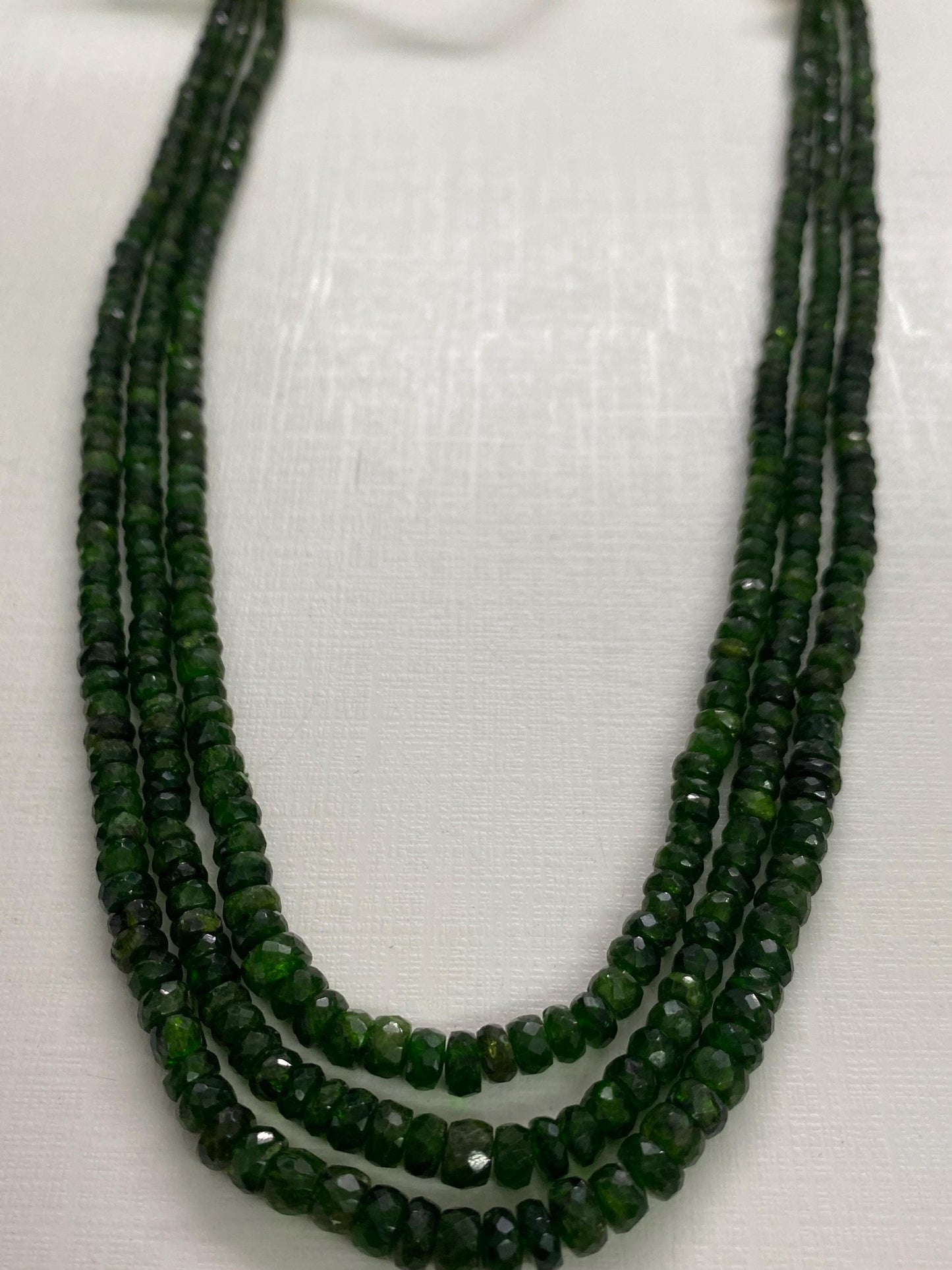 Rare chrome diopside faceted beads rare necklace weight 301 cts size 3mm-7mm  length 16 and 17 inches and 18 inches