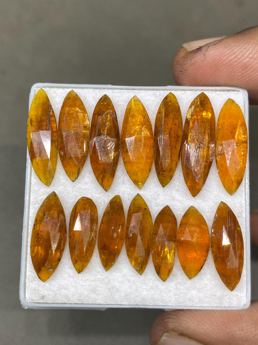 Stunning Rare orange kyanite rosecut marquise flats fine quality weight 31 carats pcs 14 size 13x6mm-19.5x6mm good quality rosecut kyanite