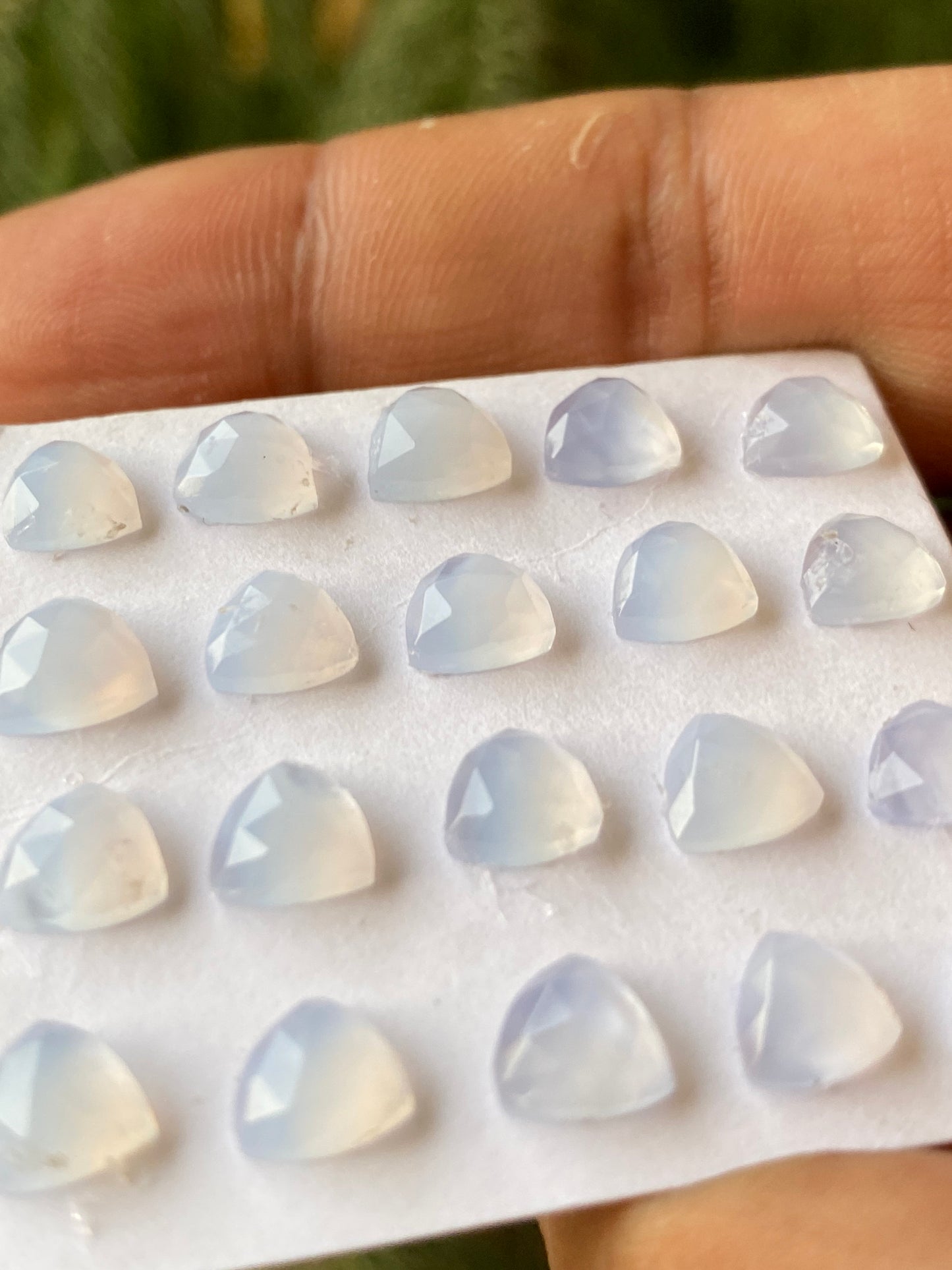 Lavender blue chalcedony rosecut trillion   pcs 20 weight 22.5 carats size 7mm approx chalcedony rosecut lot