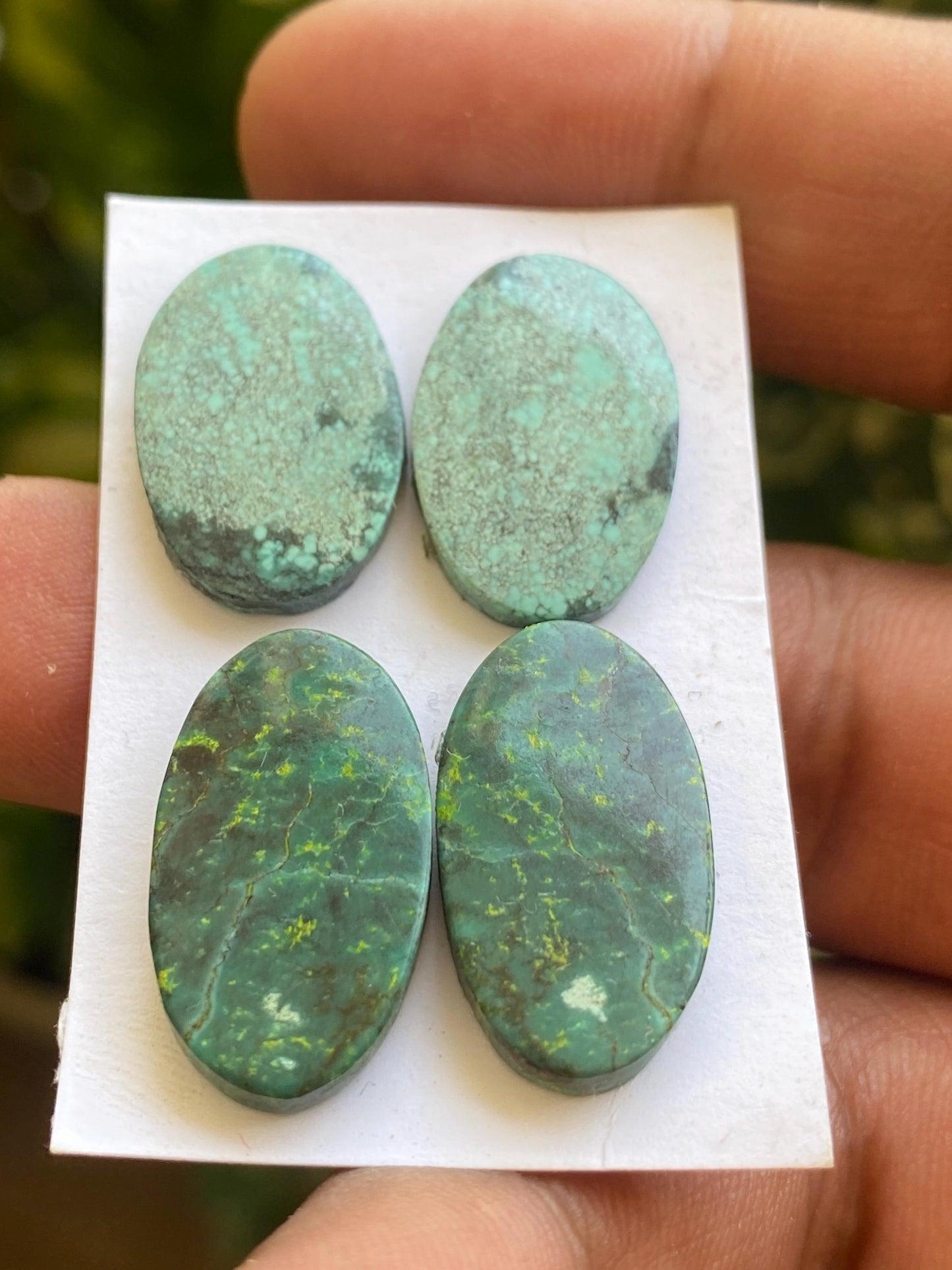 Mesmerising Turquoise cabochon pairs natural hubei mines smooth cloud mountain pcs 4 wt 38 cts big 20x14-23x13mm turquoise earrings supply