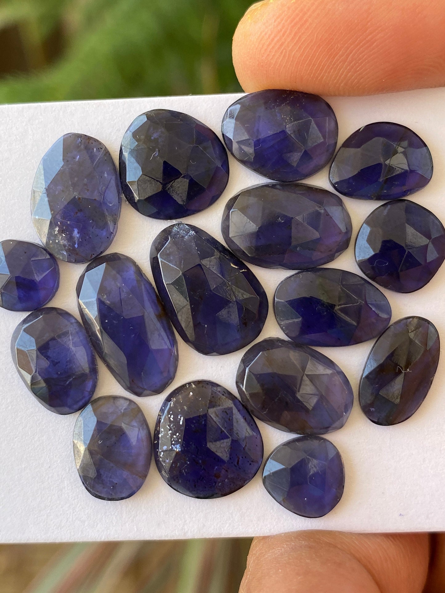 Ravishing Rare iolite rosecut wholesale lot fine quality weight 36 carats size 8mm-16x9mm pcs 16 iolite rosecut