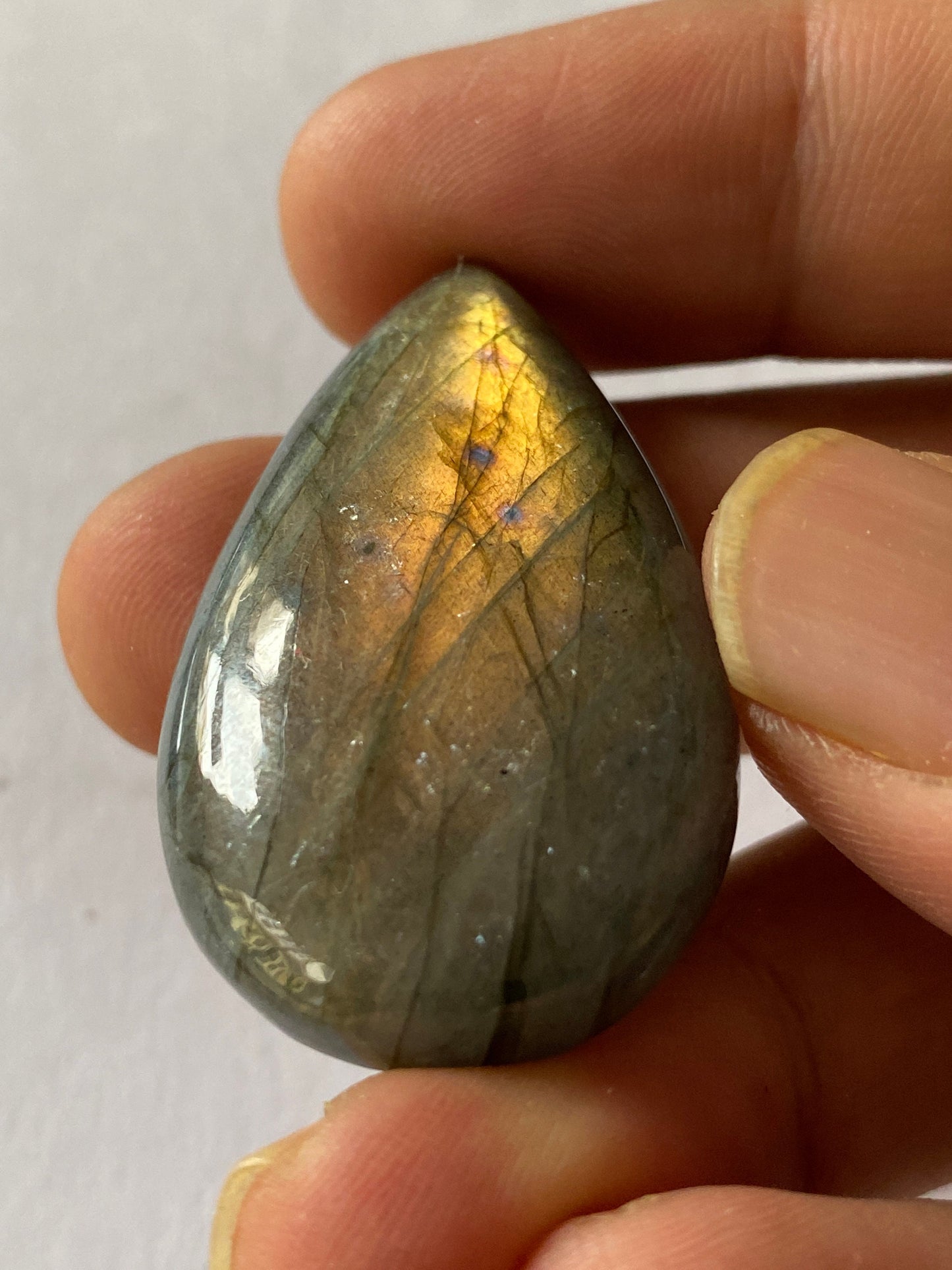 Wow orange golden fire labradorite pear shape cabochon carats single piece 82 cts size 43.5x25.5mm rare fine polished labradorite big size