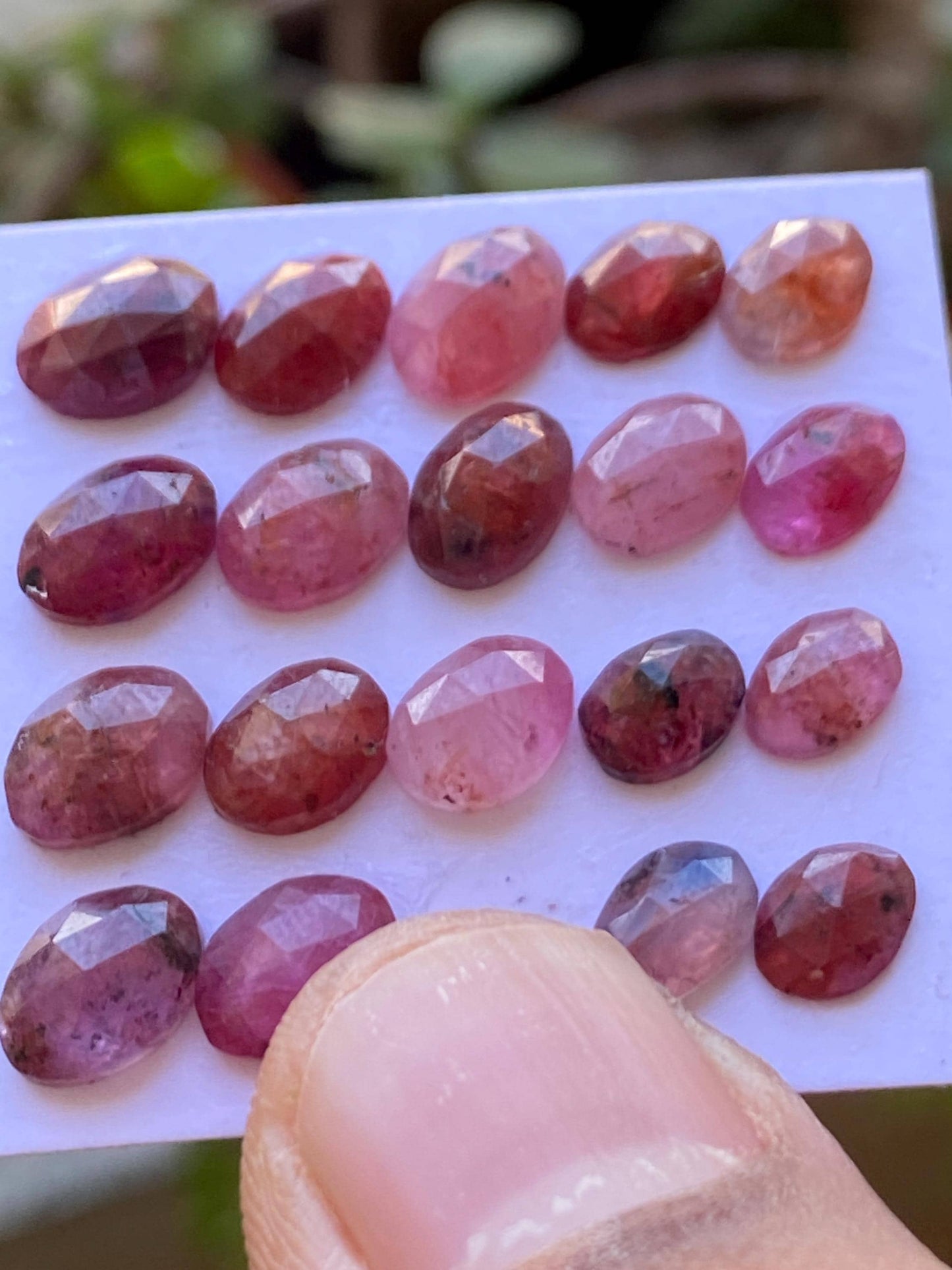 Gorgeous Rare winza mines bi color  pink sapphire rosecut ovalish weight 22 cts pcs 19 size 6.9x5mm-8.3x6mm sapphire rosecut gems