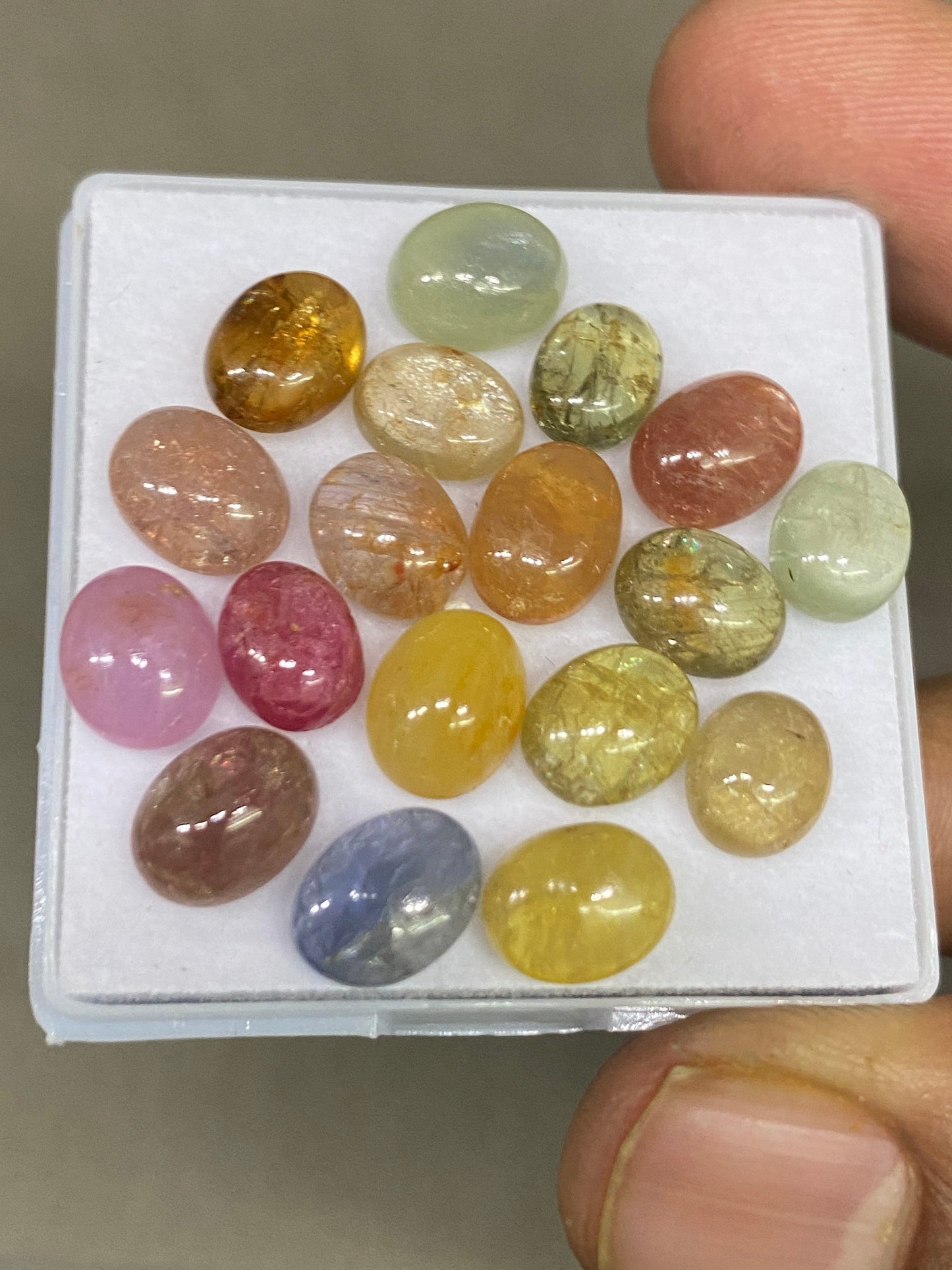 Very rare multi sapphire cabochons pcs 18 size 8x6.3mm-9x7.5mm weight 45.25 carats Rare umba sapphire cabochons rare multi sapphire