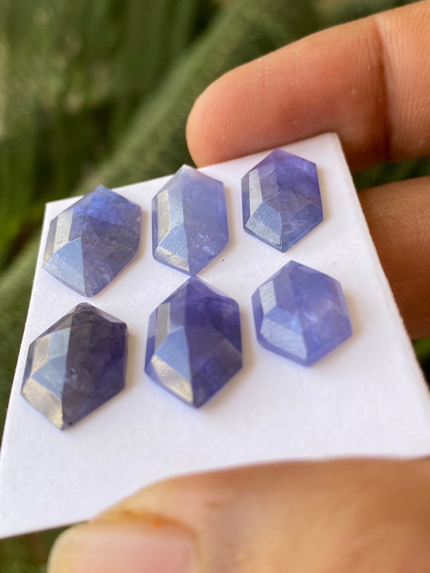 Stunning Rare Tanzanite hexagon step cuts weight 38 cts  pcs 6 size 14x9-21x12mm Tanzanite  stepcut hexagon