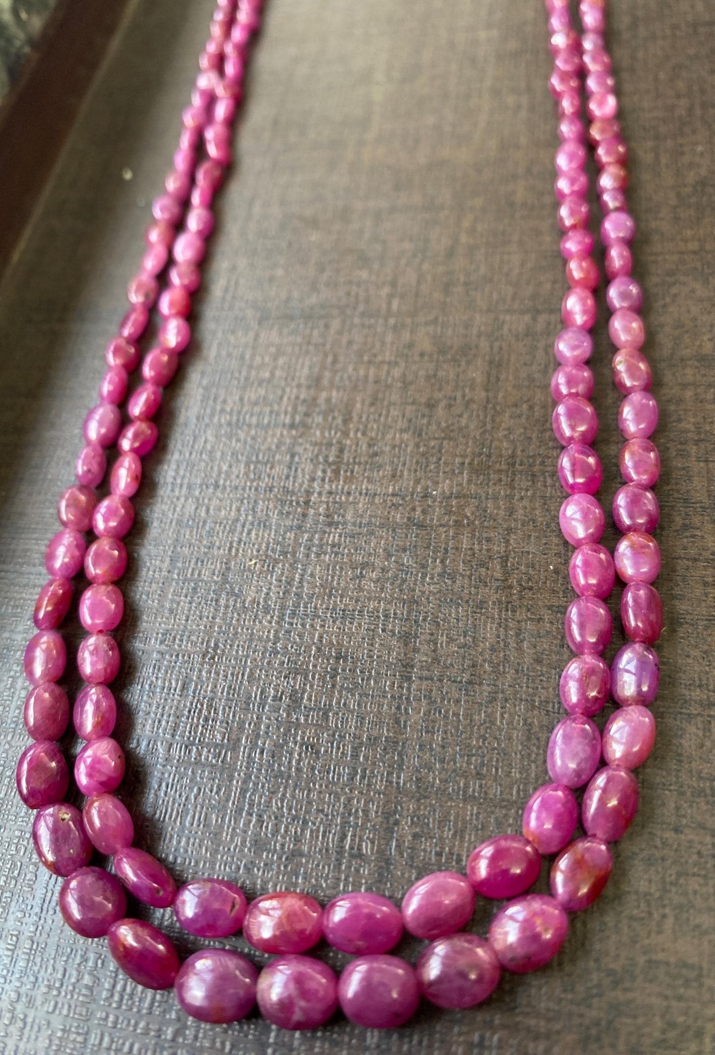 Stunning Rare Natural Ruby necklace smooth polished ruby oval nuggets weight 145.45 carats size 4x3.1mm-8x5.5mm Lth 17.5 & 18.5 Inches ruby