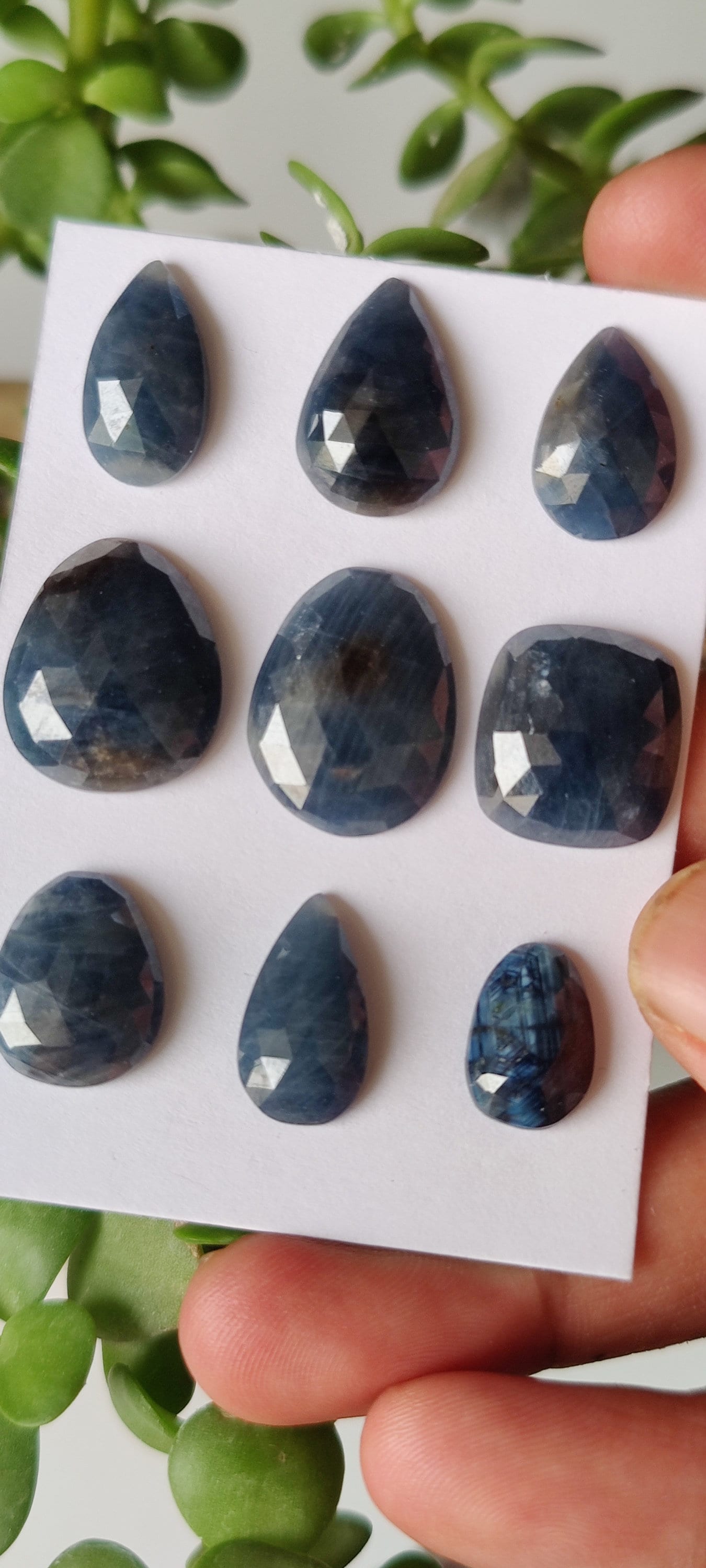 Stunning Natural unheated untreated blue sapphire rosecut wt 103 carats pcs 9 size 15x10mm-21x16mm  unheated blue sapphire rosecuts