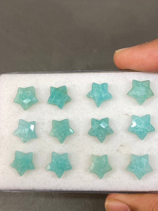 Appealing rare Amazonite faceted star shape briolette drilled wt 44 cts approx size 10.7mm-11.5mm  Amazonite star briolette