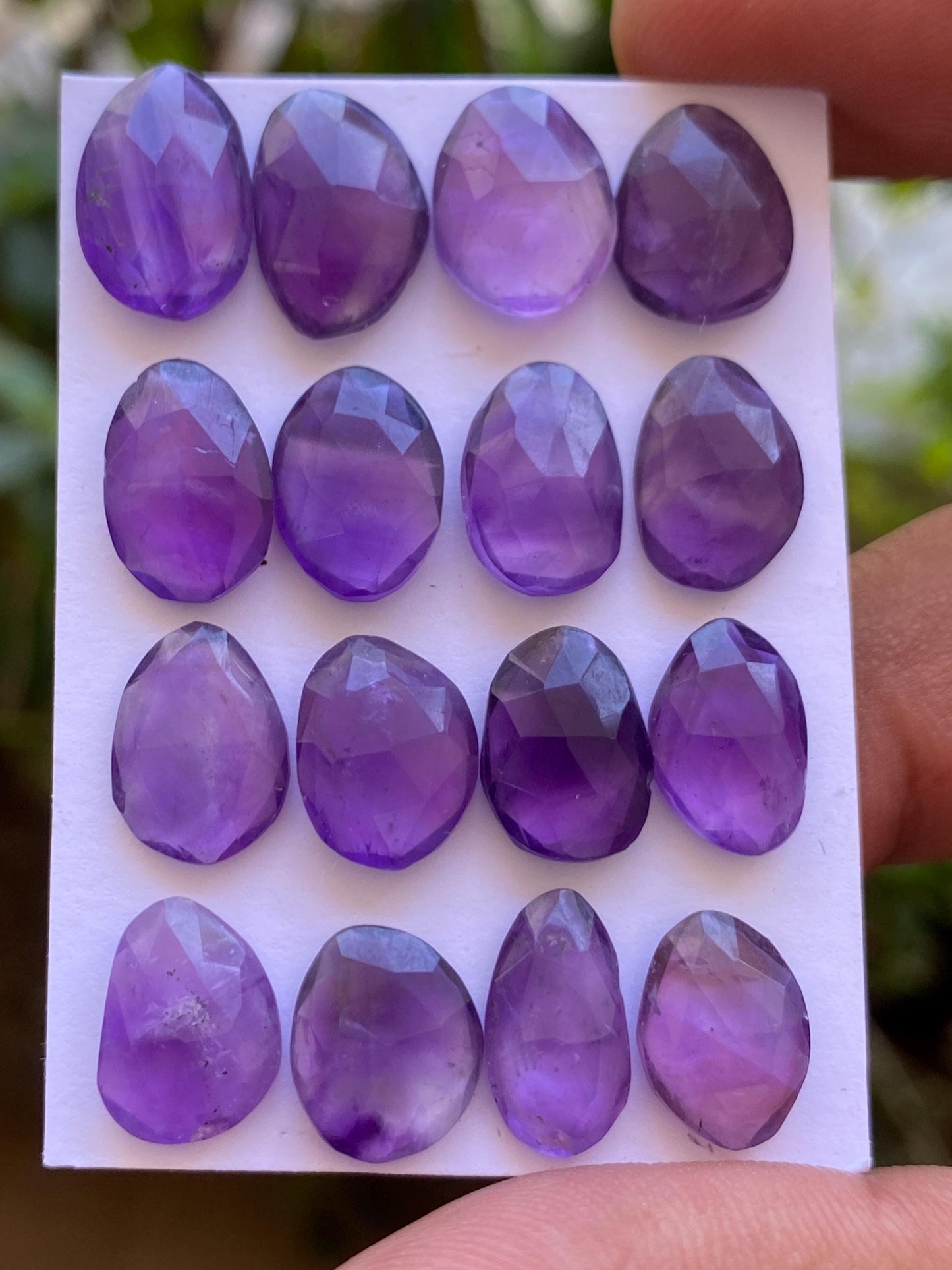 Lovely amethyst rosecut flatback beautiful fine polish and cutting weight 45 carats size  11x9-13x9mm pcs 16 rosecut amethyst