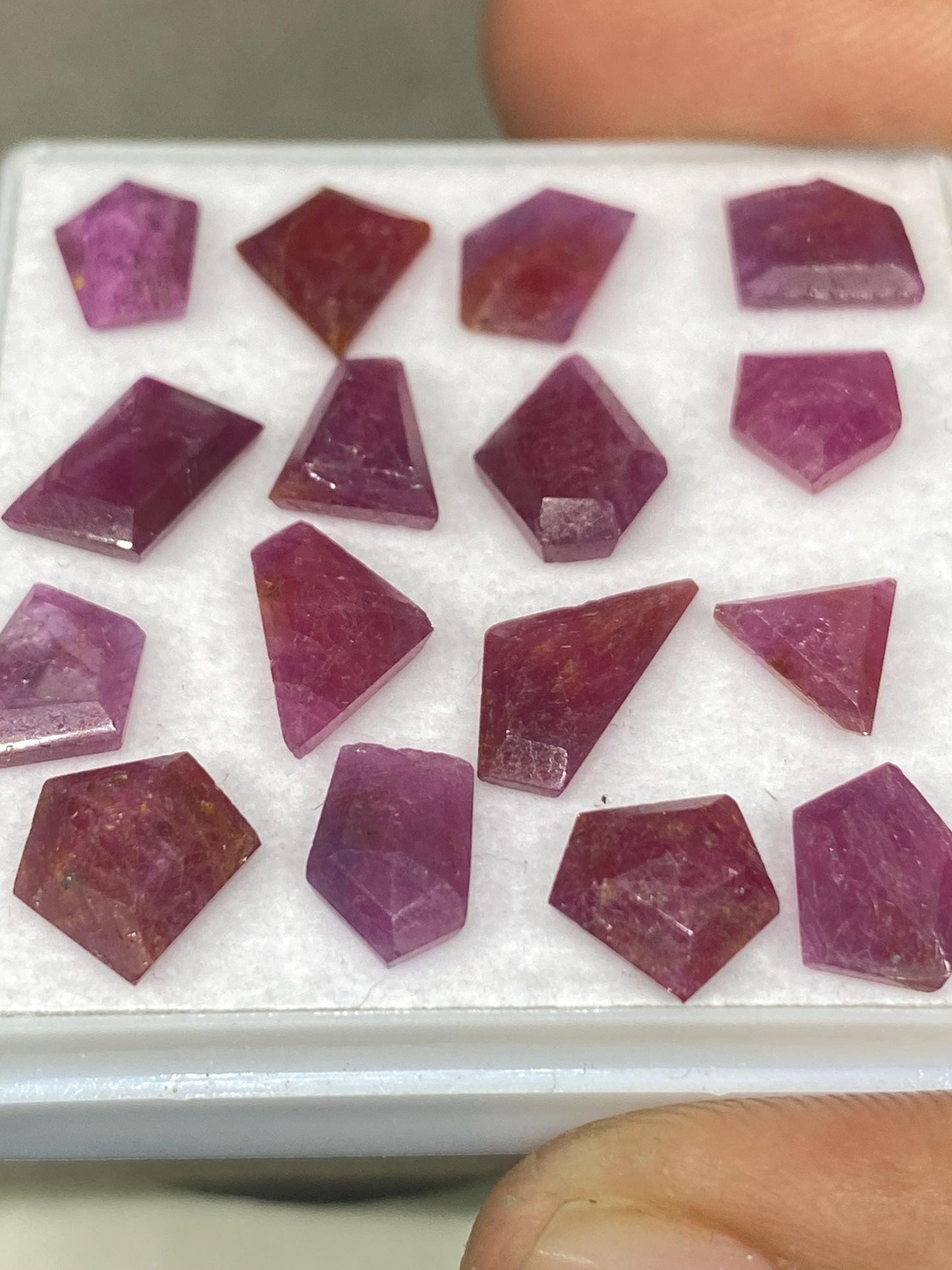 Stunning Natural ruby flats irregular pointed shapes side faceted flats ruby natural pcs 16 wt 21.15 cts size 7x6-8x5mm ruby