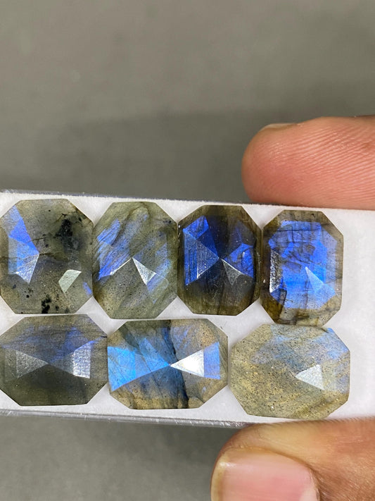 Mesmerising blue fire labradorite octagon step cut wt 39 cts pcs 7 size 14x11-15x11 blue fire labradorite octagon