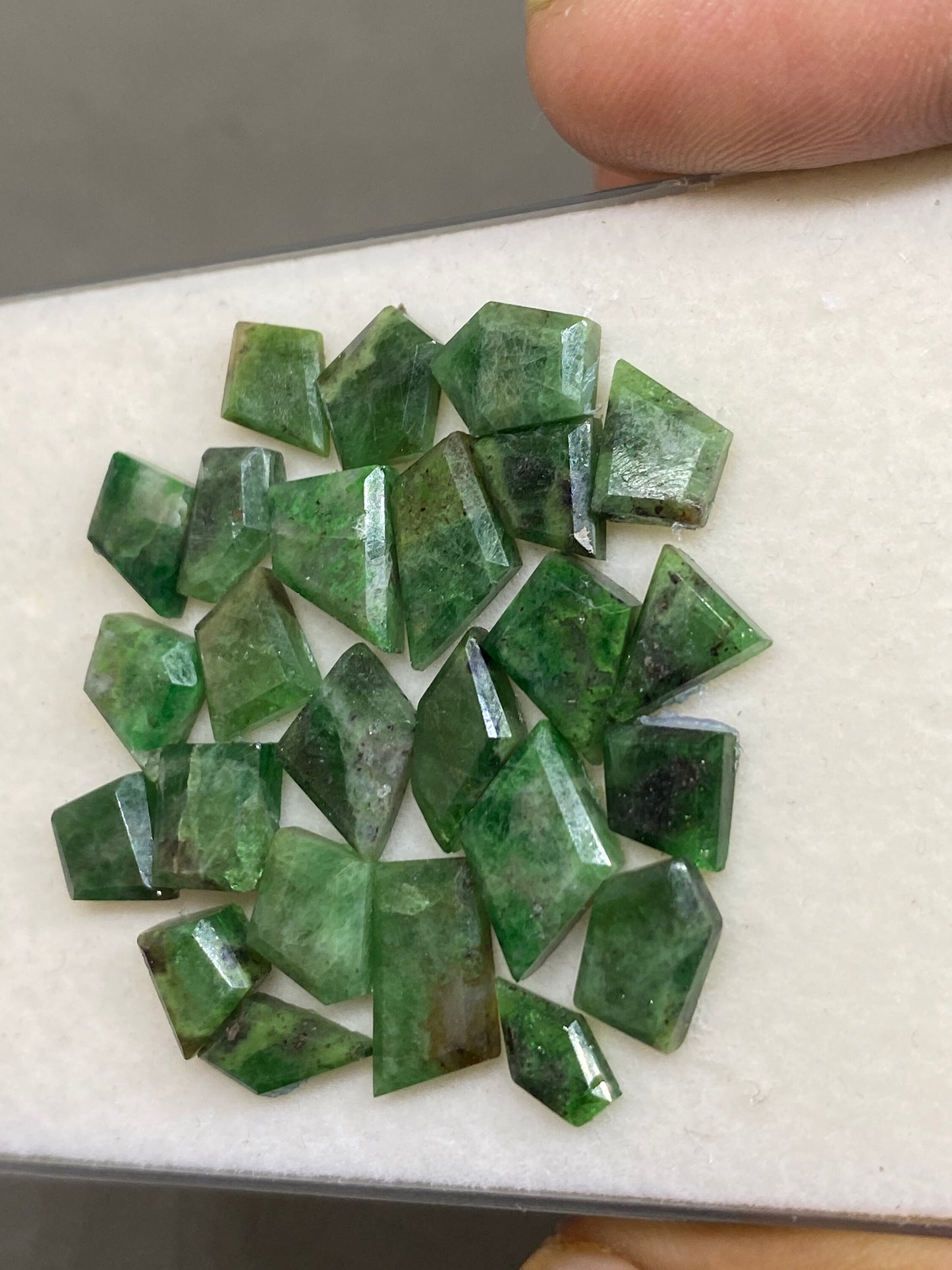 Tsavorite faceted Cuts flats Free Forms Green Garnet Cuts Weight 53 carats Pcs 25 Size 6mm-12x7mm Tsavorite flats