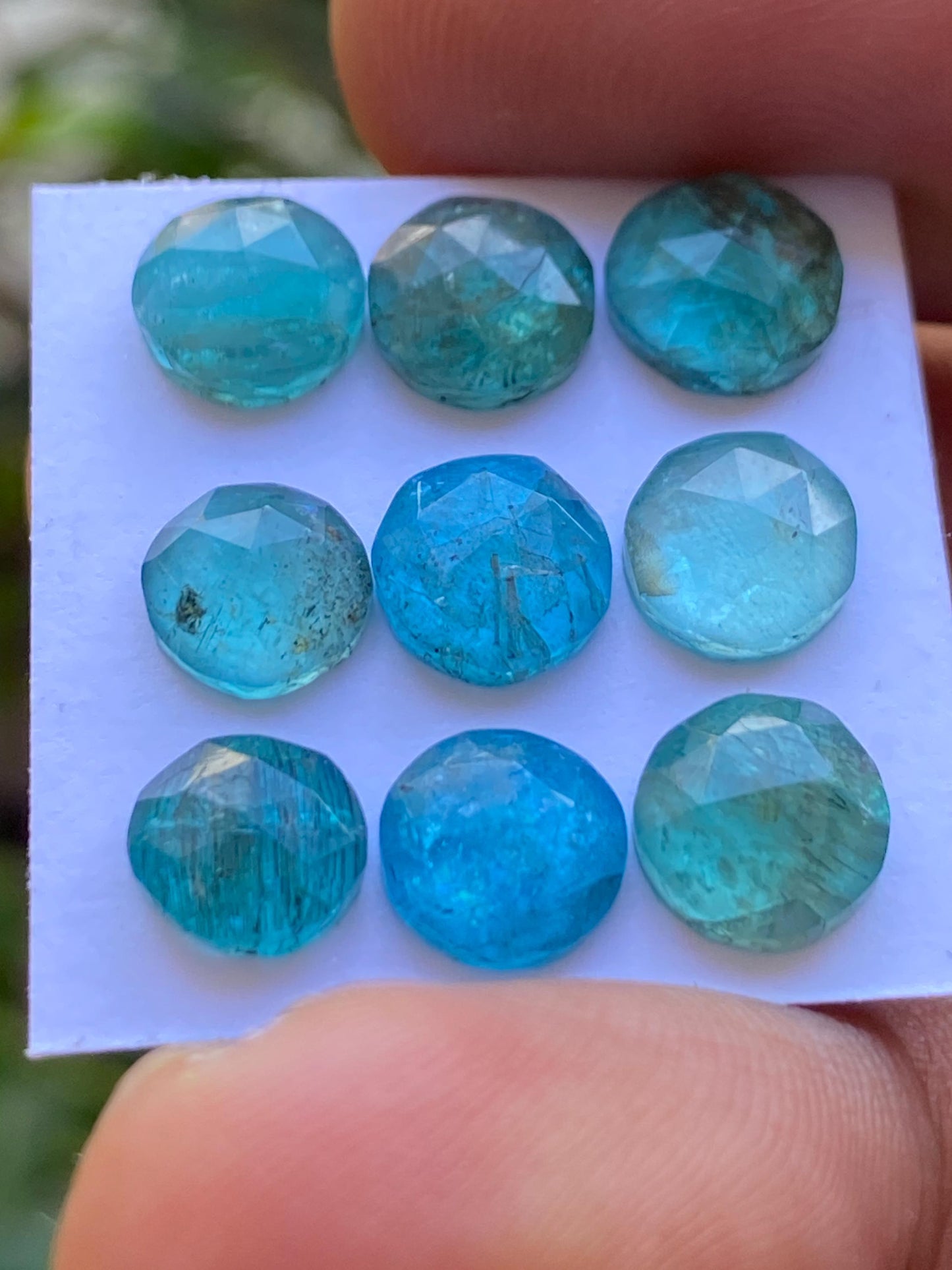 Gorgeous Blue green apatite round rosecut wholesale lot weight 14.75 carats pcs 9 rosecut blue apatite flats  size 6.8-7mm apatite rosecut