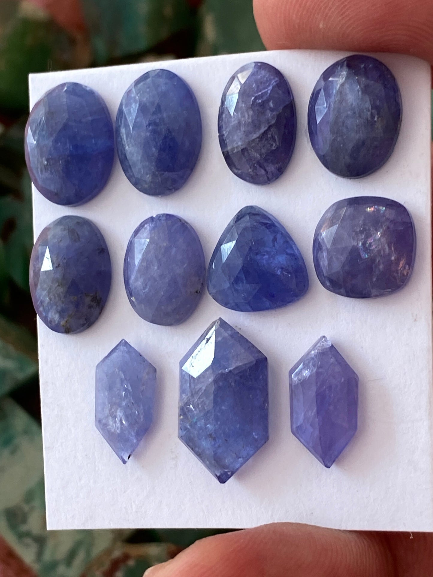 Wow Rare set tanzanite rosecut flats hexagon tanzanite weight 40 carats size 11x9mm-16x10mm pcs 11 rosecut tanzanites flatback gems