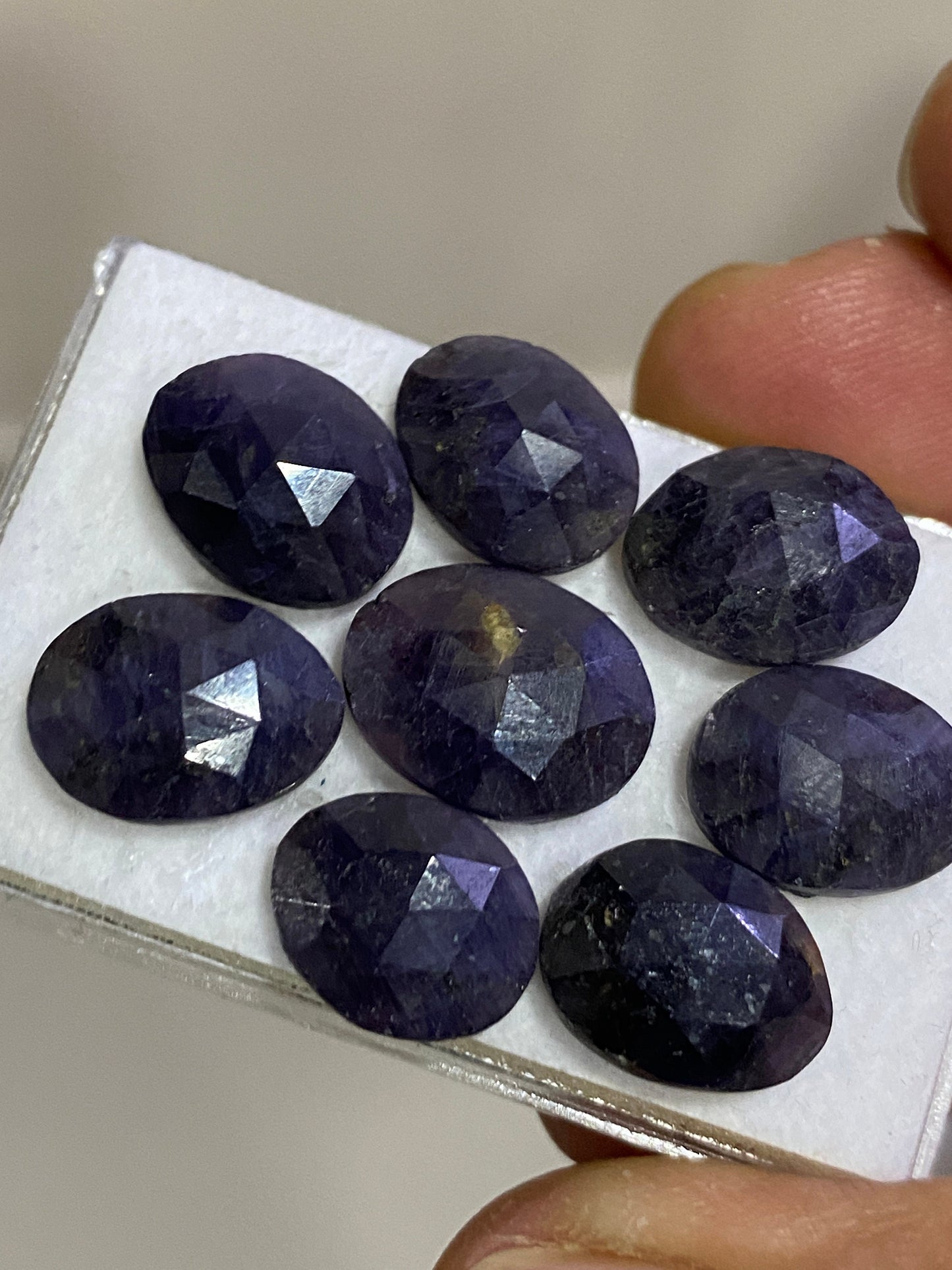 Gorgeous Rare blue purple sapphire rosecut  wt 39 cts pcs 8 size 13x8-14x9mm blue sapphire stepcut hexagon flatbacks