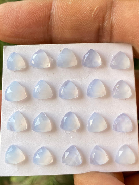 Lavender blue chalcedony rosecut trillion   pcs 20 weight 22.5 carats size 7mm approx chalcedony rosecut lot