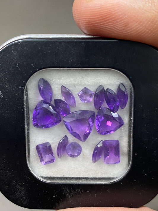 Beautiful amethyst cut stones mix shapes fine quality wt 8.95 cts size 4.5x4mm-9.2x8.7mm  pcs 15