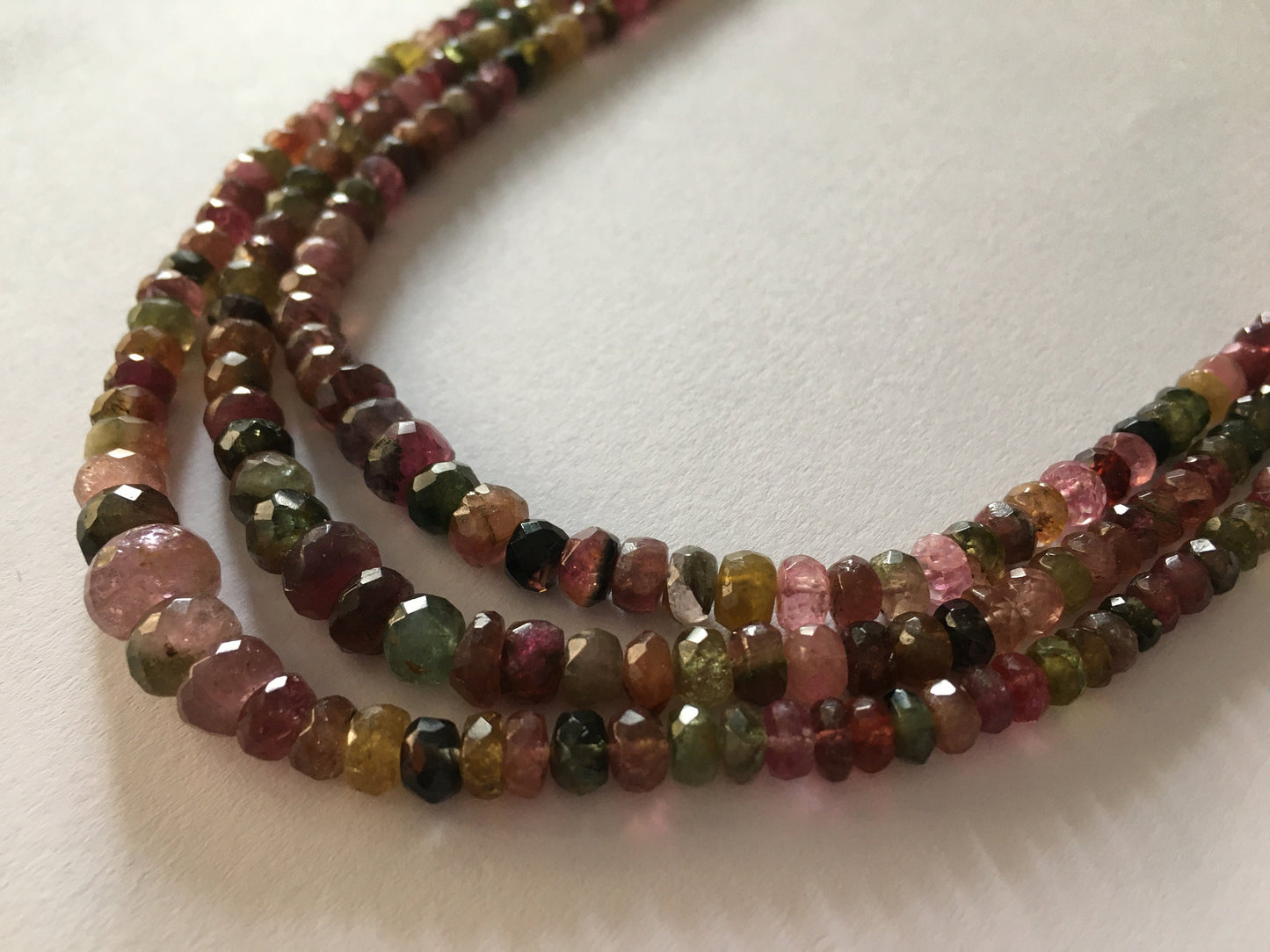 Beautiful multi tourmaline faceted beads necklace amazing quality lovely color