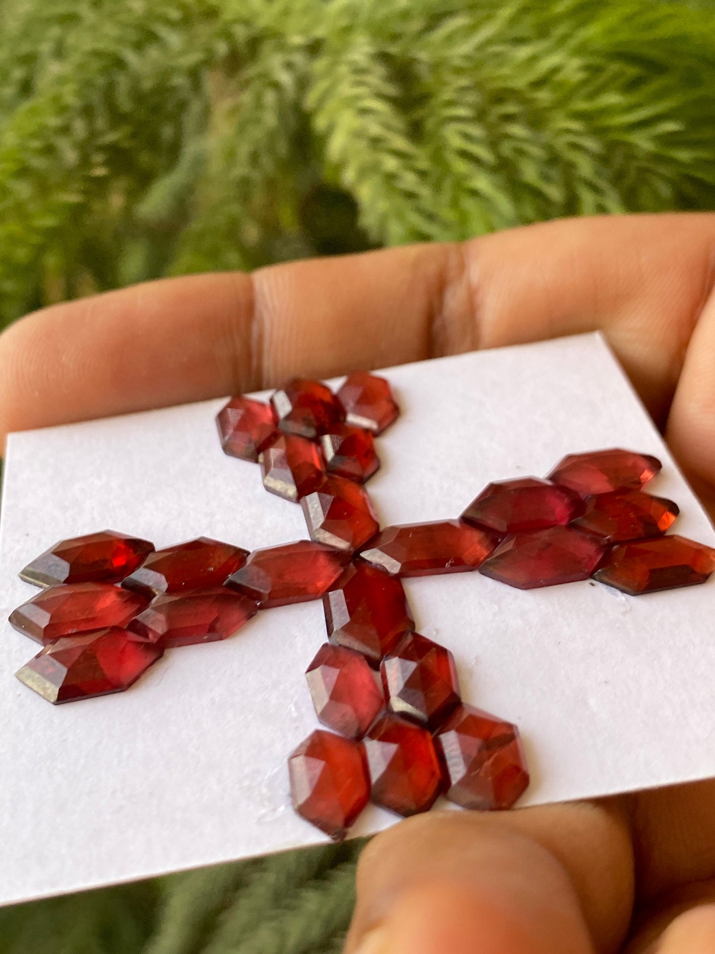 Vivacious  Red garnet hexagon step cuts aaa quality wt 34.55 cts pcs 24 size 9.3x5-11.5x5.5mm red  garnet stepcut hexagons