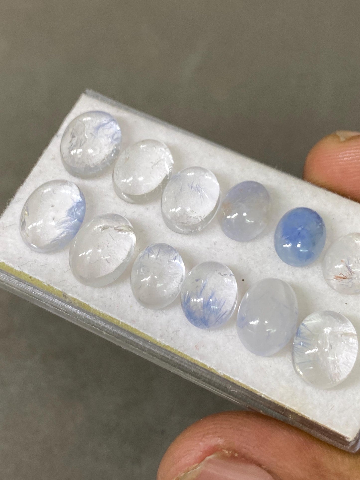 Stunning rare Dumortierite in quartz oval  cabochons pcs 12 Wt 24.70 cts size 8x6mm-10x8mm  Brazilian mines dumortierite cabochons