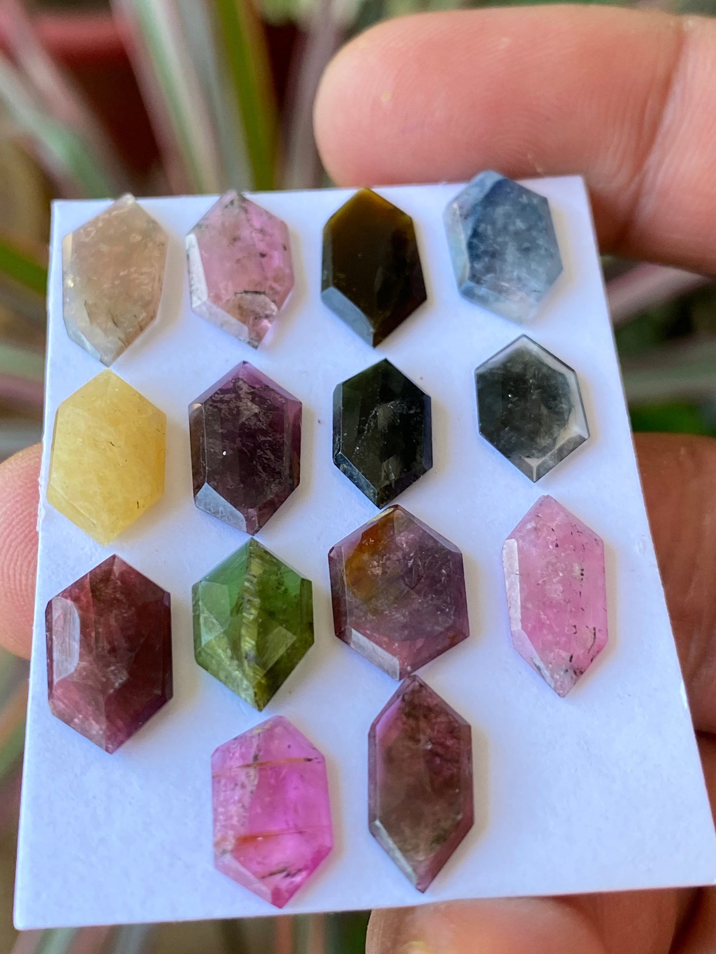 Gorgeous Extremely rare watermelon tourmaline stepcut hexagons wt 31 carats pcs 14 size 12x7mm-16.2x8.3mm tourmaline hexagon  stepcuts