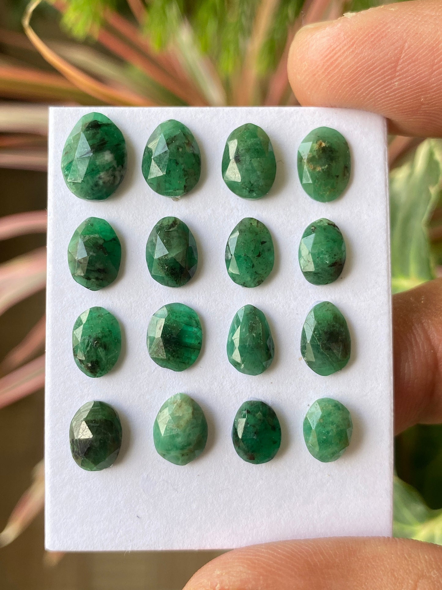 Gorgeous rare Emerald rosecut wt  cts size 7x5mm-10x7mm Pcs 16 natural emerald rosecut good color beautiful wholesale lot