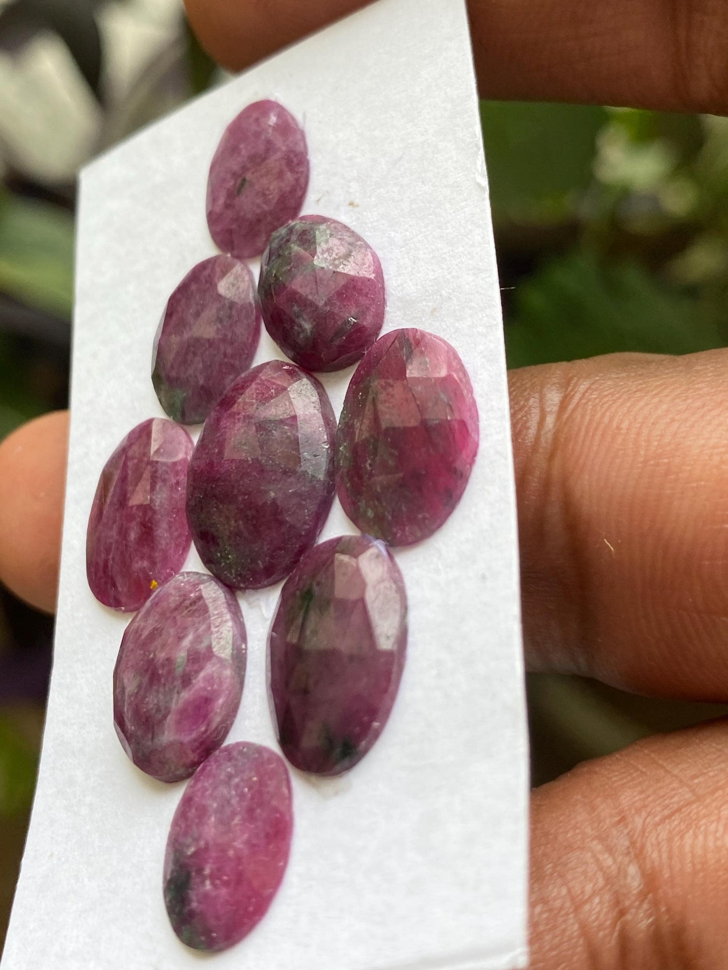 Enchanting very rare longido mines natural ruby rosecut lot  mix shapes pcs 9 wt 36.40 cts size 12x9-15x12mm unheated untreated ruby rosecut