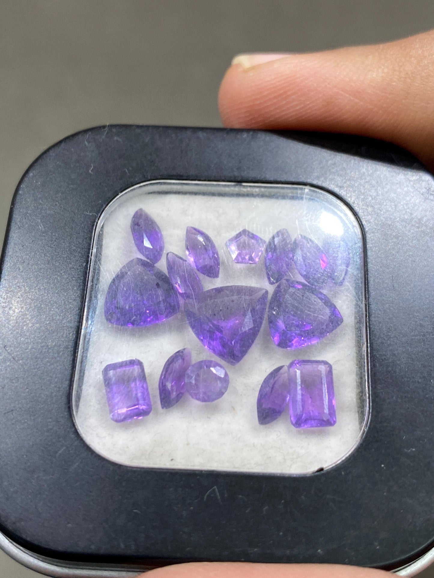 Beautiful amethyst cut stones mix shapes fine quality wt 8.95 cts size 4.5x4mm-9.2x8.7mm  pcs 15