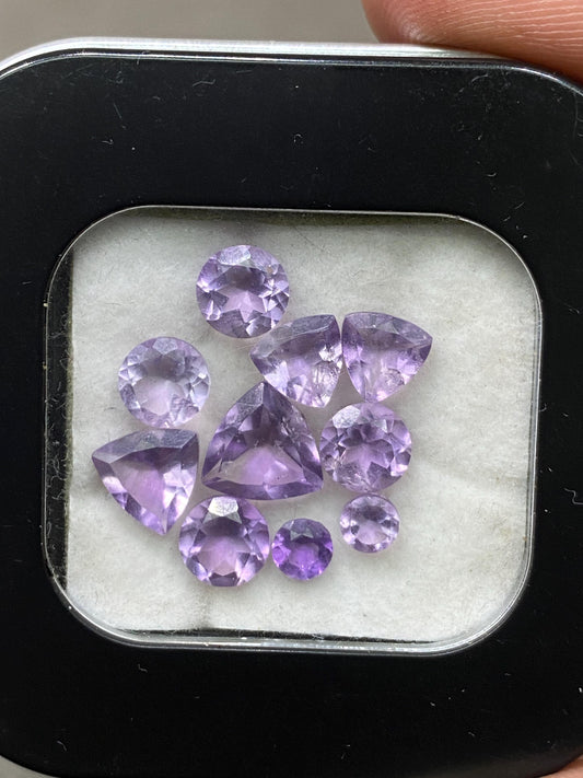 Wow amethyst mix shape cuts amazing  rings earrings supply size 4mm-8mm wt 7.40 carats Pcs 10 amethyst mix cutstones rounds pears squares