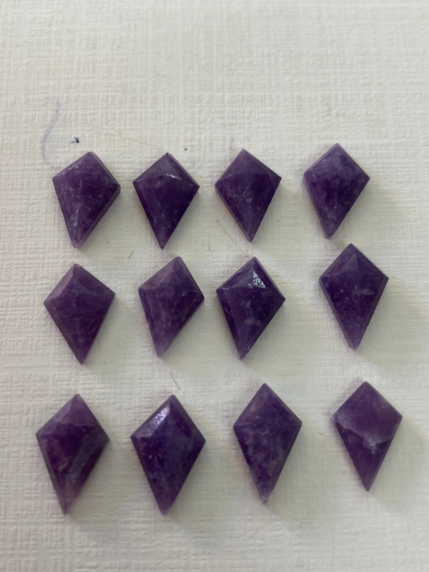 Rare purple lepidolite kite step cut gems stepcut pcs 12 Wt 32 cts size  kite lepidolite rosecut