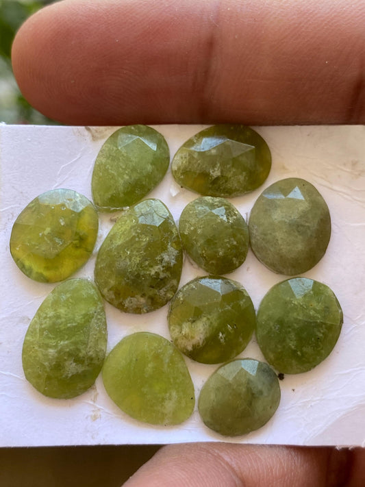 Stunning rare Vesuvianite rosecuts flats wt 36.50 carats pcs 11 size 9.8x8mm-14.5x10mm Vesuvianite rosecut  flatback gems