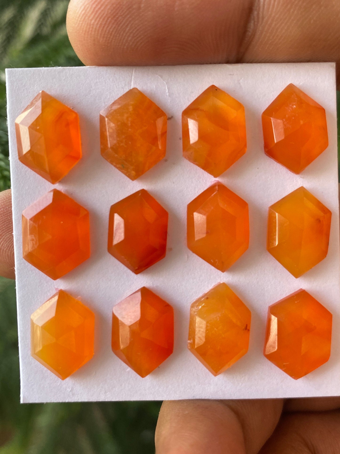 Marvellous carnelian hexagon step cuts wt 43 carats  pcs 12 size 14x9.7mm Carnelian  stepcut hexagons