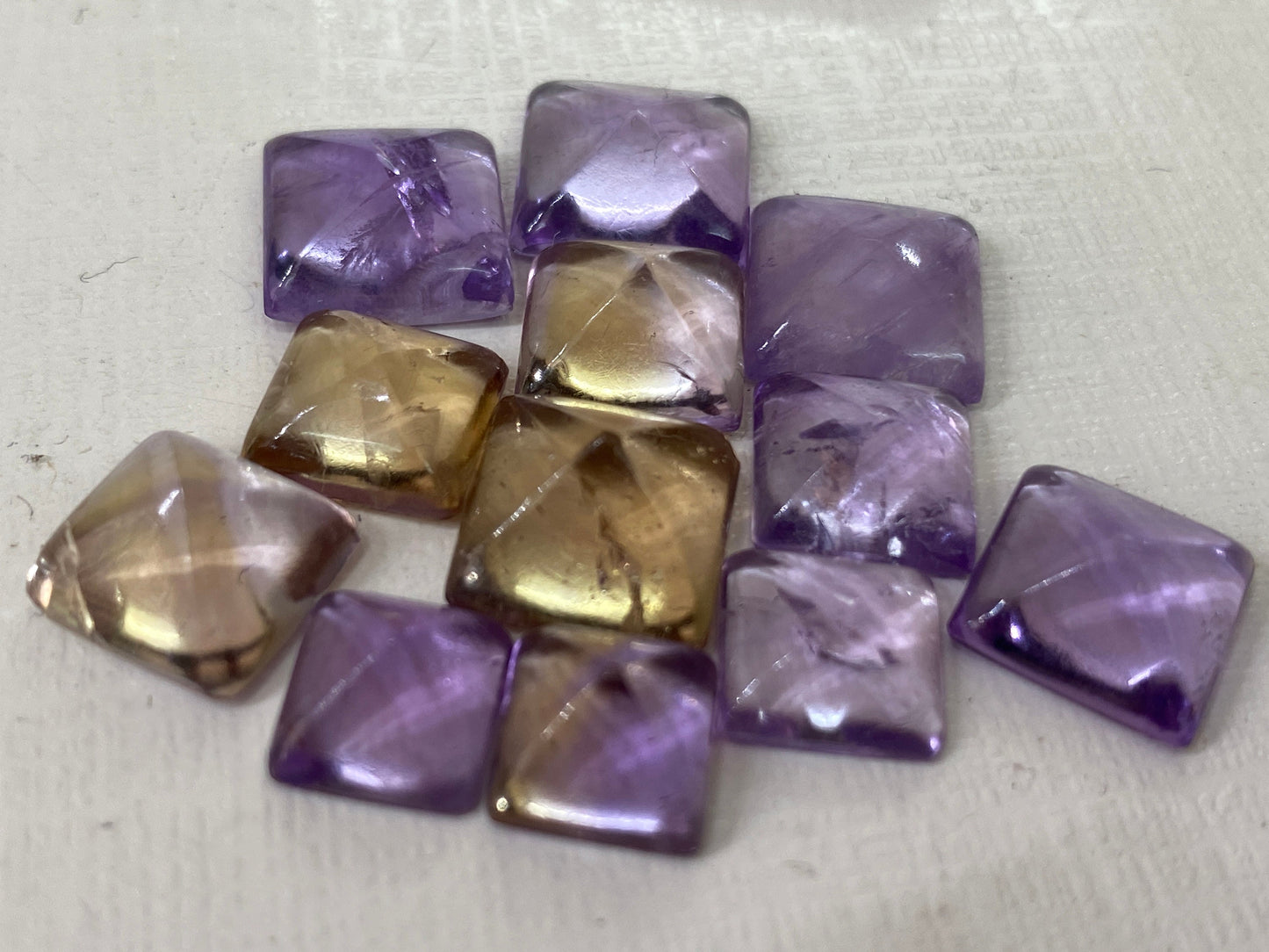 Stunning rare Ametrine sugar loaf cabochons  weight 53 cts pcs 12 size 8.8x8.4mm-11.8x11.5mm ametrine  sugar loaf cabcohon