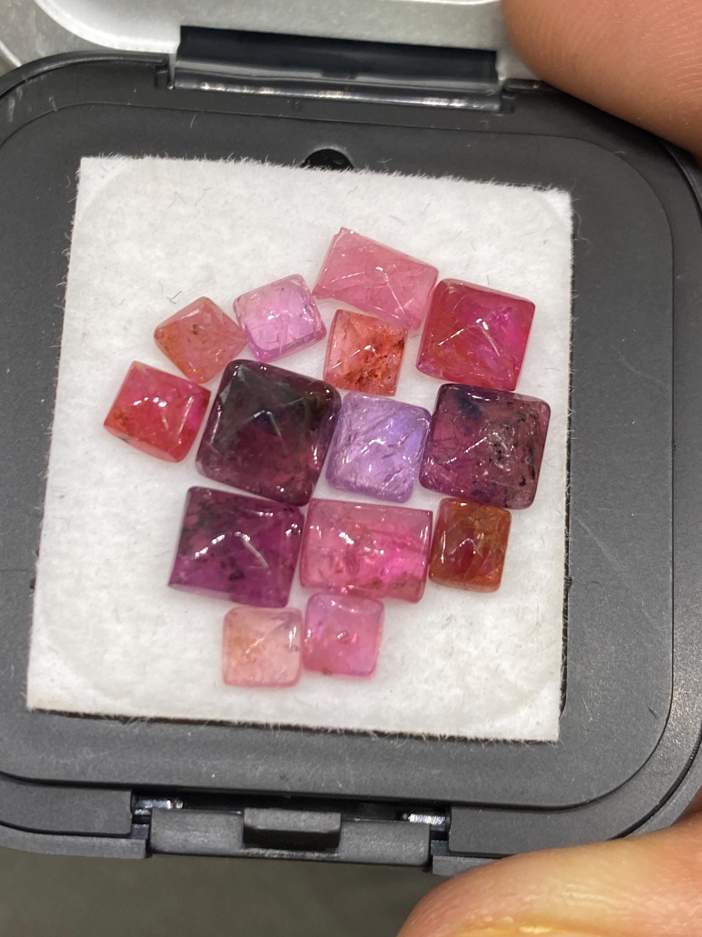 Stunning rare pink sapphire sugar loaf cabochons  weight 13.80 cts pcs 13 size 4mm-7x6mm pink sapphire  sugar loaf cabcohon