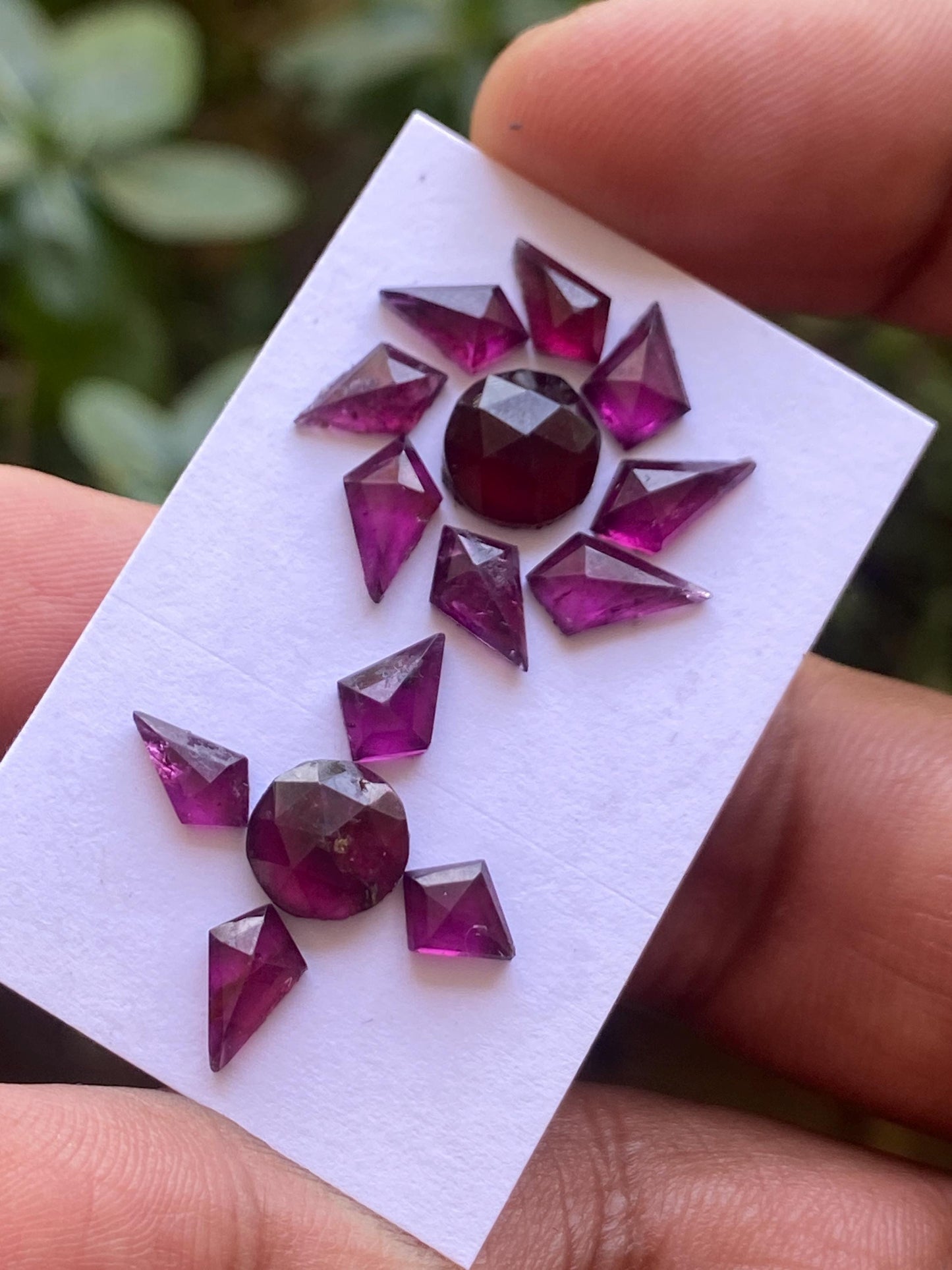 Fantastic Rhodolite garnet geometric kite step cuts aaa quality wt 15 cts pcs 14 small size 6.8x5mm-9x5mm Rhodolite garnet stepcut hexagons