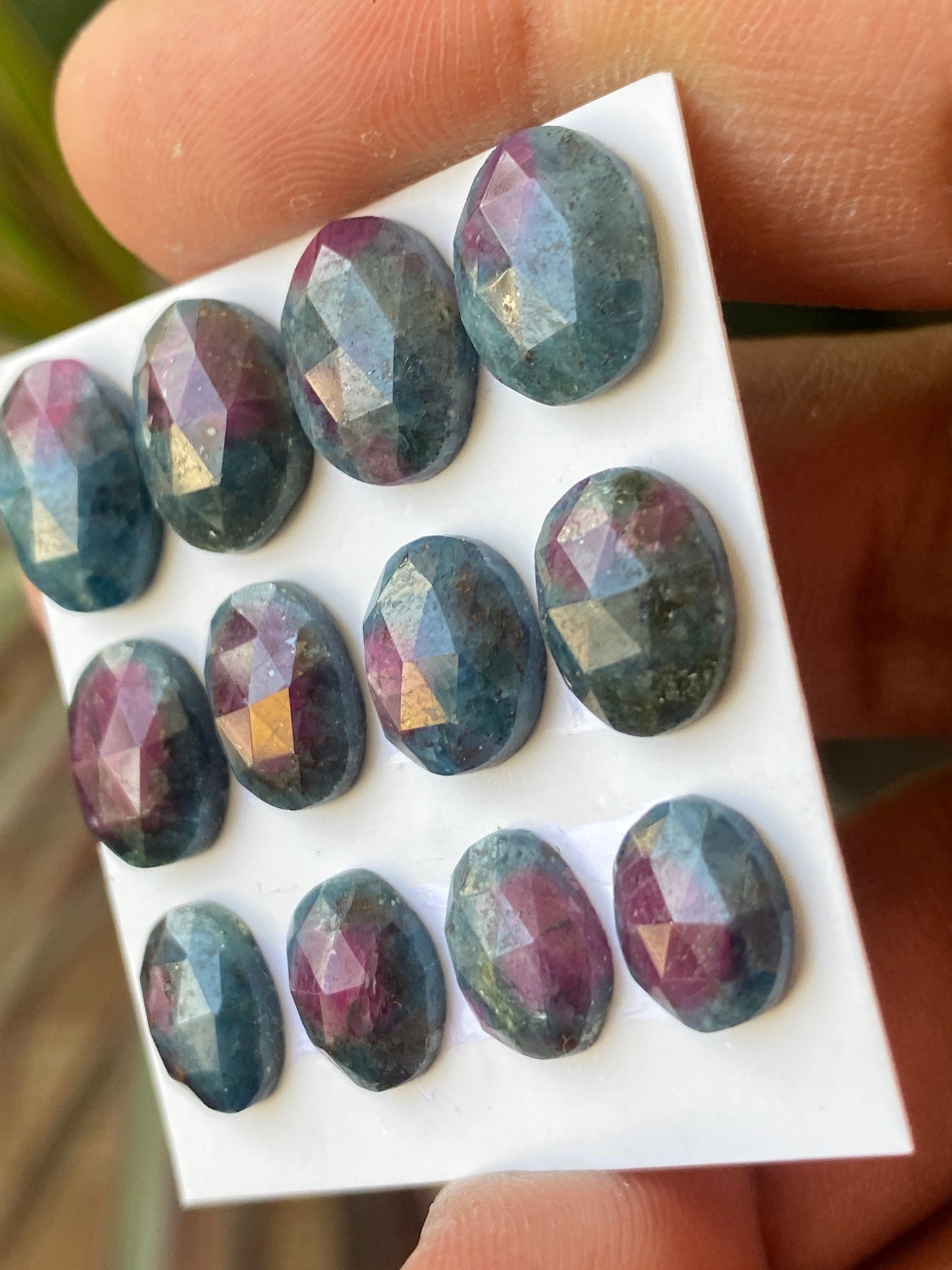 Stunning rare natural ruby fuschite rosecut oval lot  pcs 12 wt 44 cts size 9x8mm-13x10mm  unheated untreated ruby rosecut