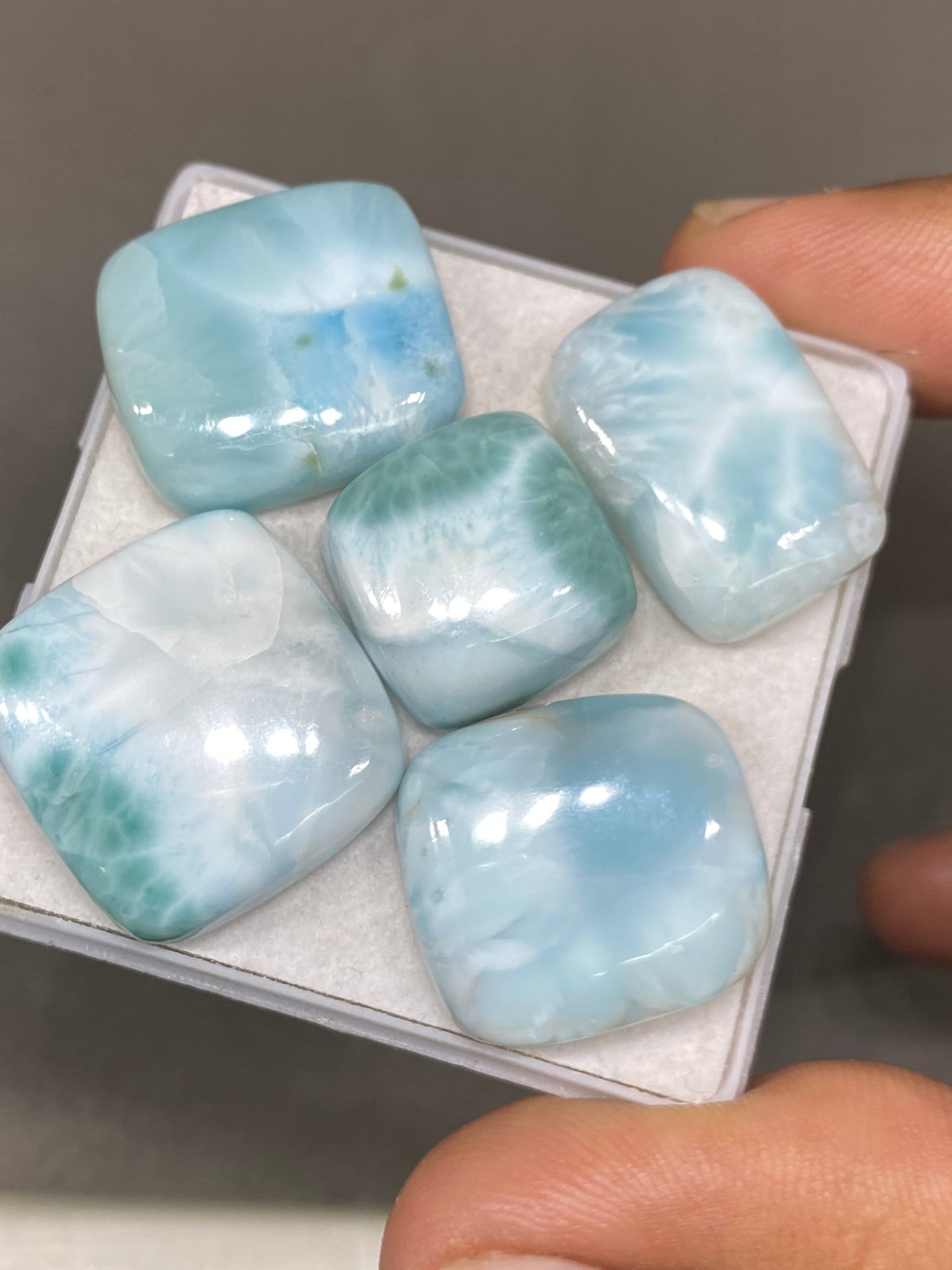 Refreshing rare Smooth Larimar cabochons pcs 5 pendant supply color lighter wt 103 cts size 16x11-22mm natural Larimar cabochons fancy shape