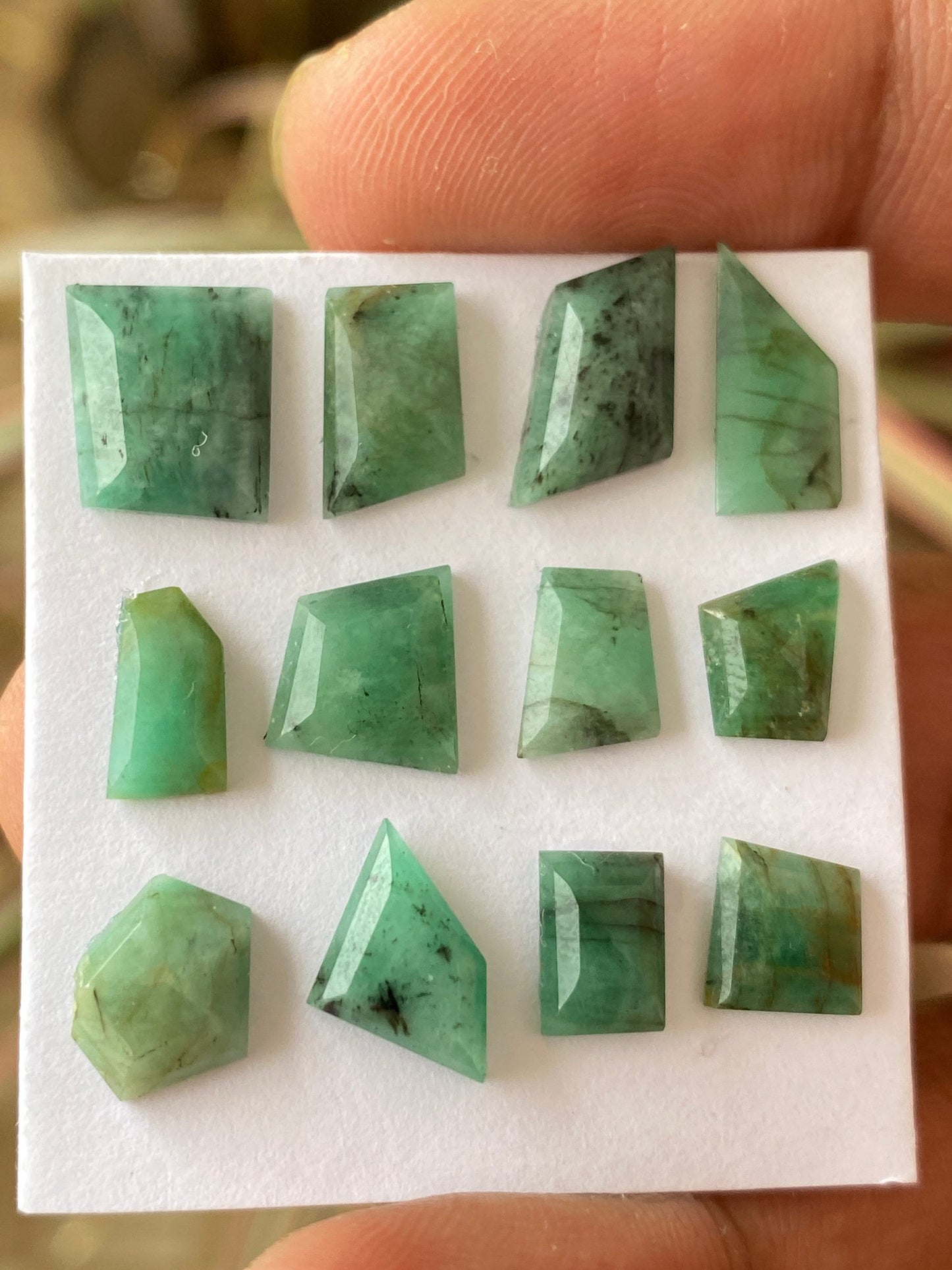 Dazzling Natural Emerald unusual geometric cut size 7.5x7.1mm-10.8x9.1mm wt 16 carats pcs 12 Emerald Step cut wholesale lot