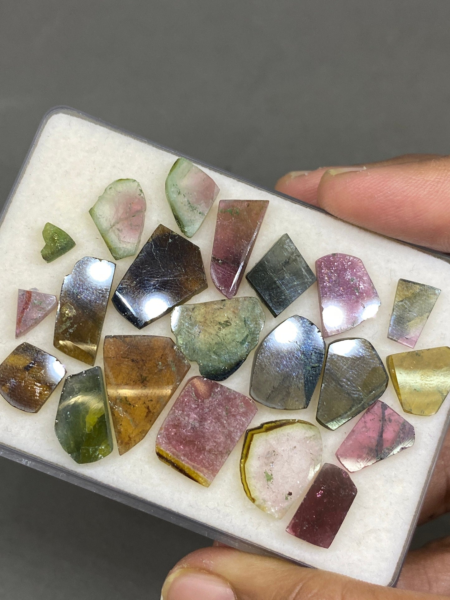 Stunning Watermelon multi tourmaline geometric cut flats lot fine quality wt 65 cts size 6.8x5mm-19x14mm pcs 21 natural tourmaline geometric