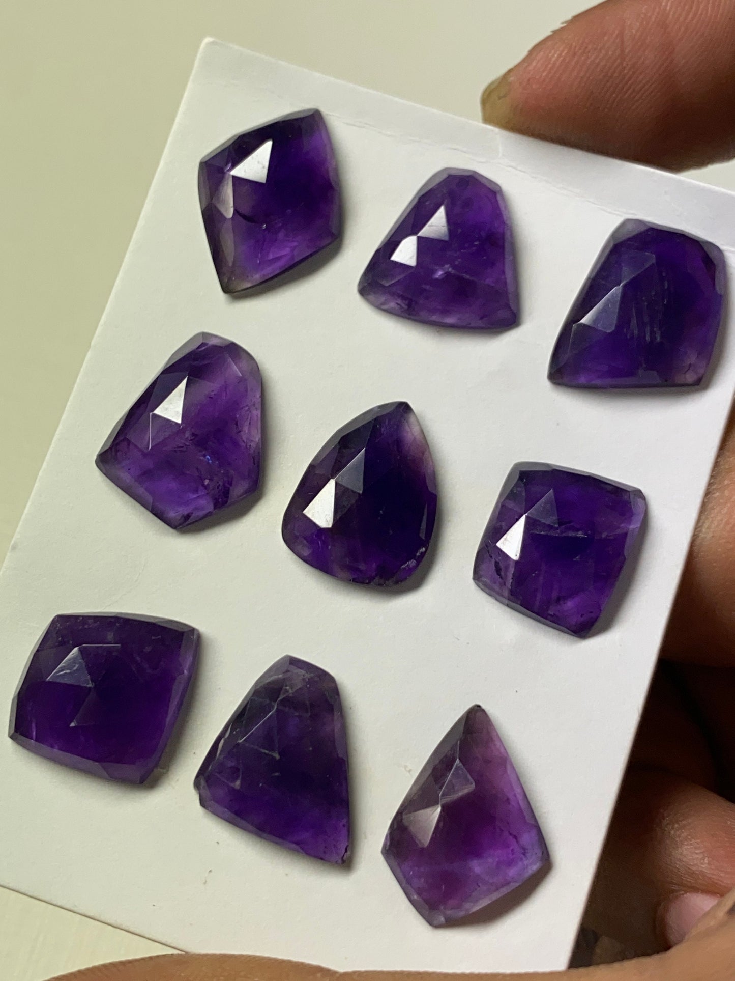 Alluring rare amethyst rosecut fancy shapes weight 60 carats pcs 9 size 13.7x12.4mm-16.1x13.3mm rosecut amethyst