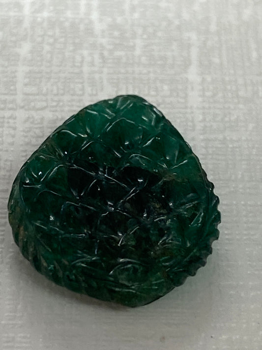 Very Very rare Zambian Emerald pendant Carving weight 12.5 carats Beautiful rare natural emerald carving Size 20x16mm rare natural emerald