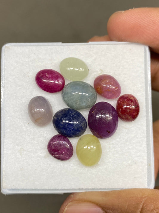 Nice beautiful rare multi sapphire ovalish cabochons weight 50 carats size 9x7mm-11.9x9.9mm pcs 6 natural sapphire unheated untreated