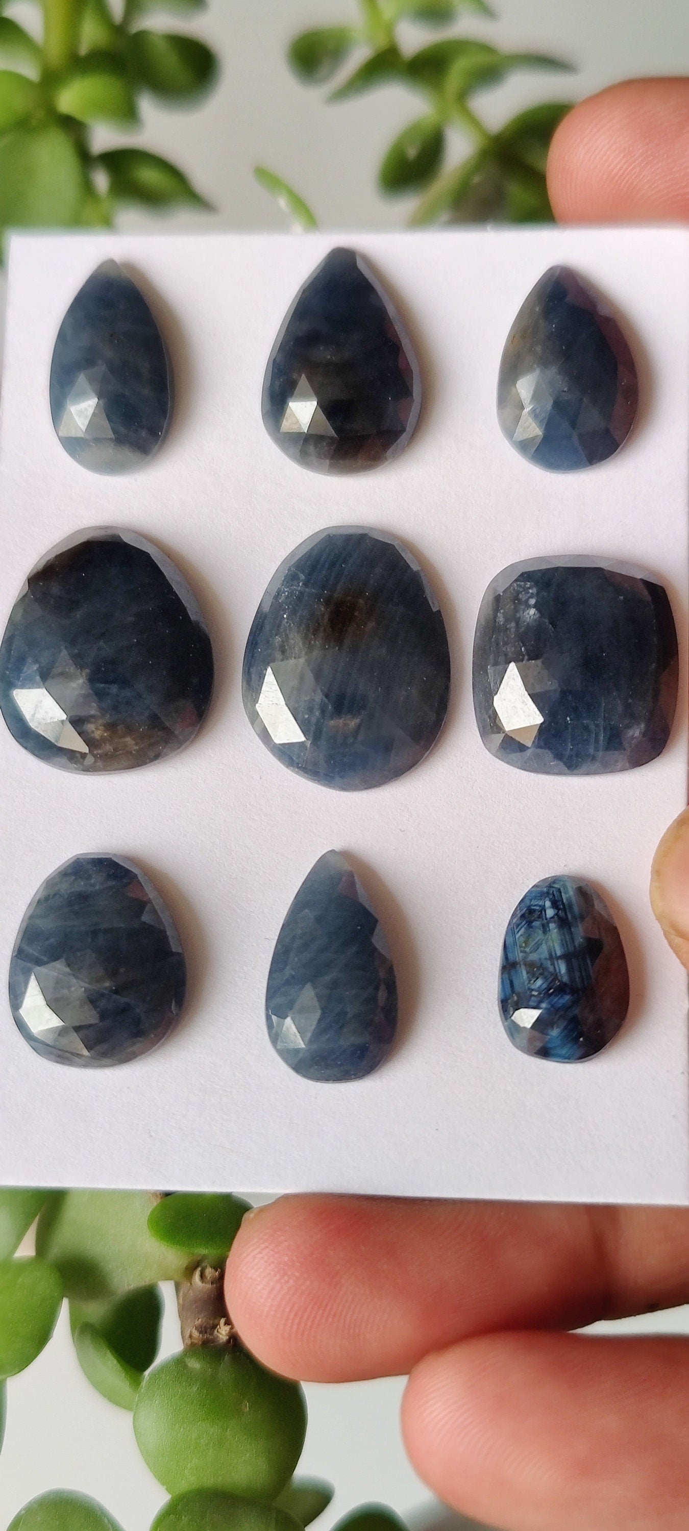 Stunning Natural unheated untreated blue sapphire rosecut wt 103 carats pcs 9 size 15x10mm-21x16mm  unheated blue sapphire rosecuts