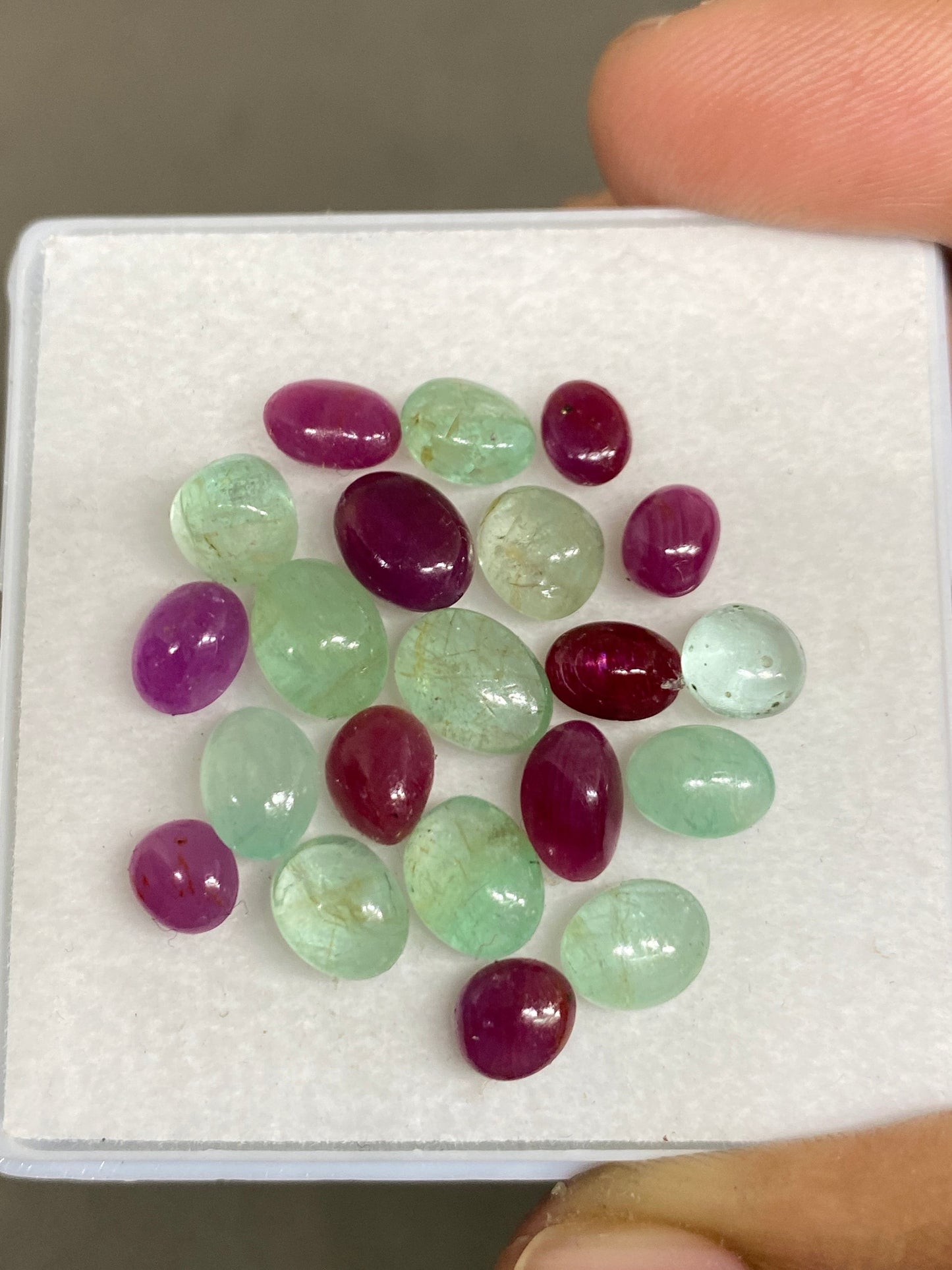 Stunning Very rare natural ruby emerald oval nuggets  pcs 21 wt 29 carats size 5.8x4.5mm-8.5x6.5mm unheated untreated ruby emerald nuggets