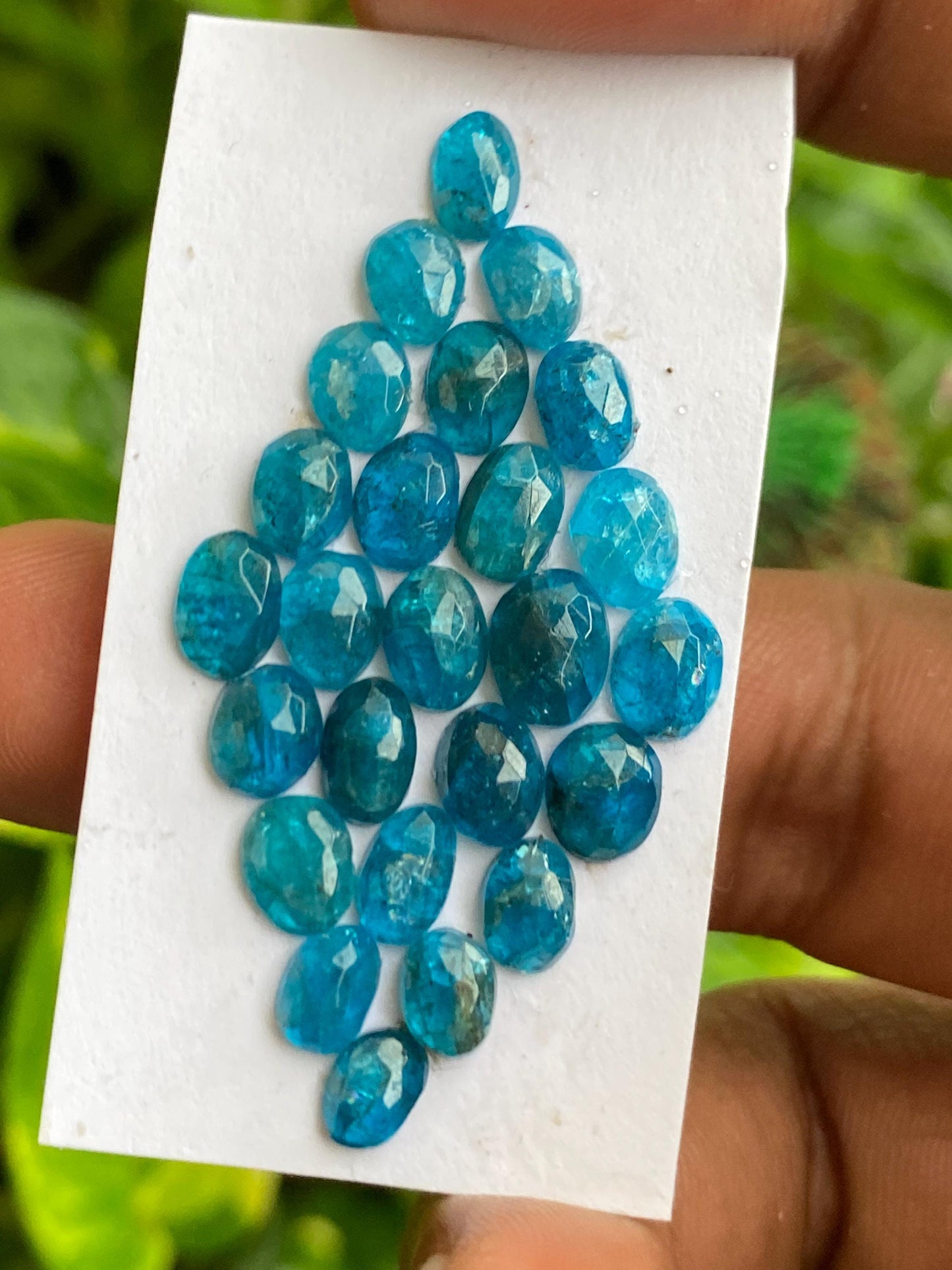 Amazing neon Blue apatite rosecut lot weight 21.80 carats pcs 30 rosecut blue apatite flats Small size 6.3x4.5mm-8.3x6.3mm apatite rosecut