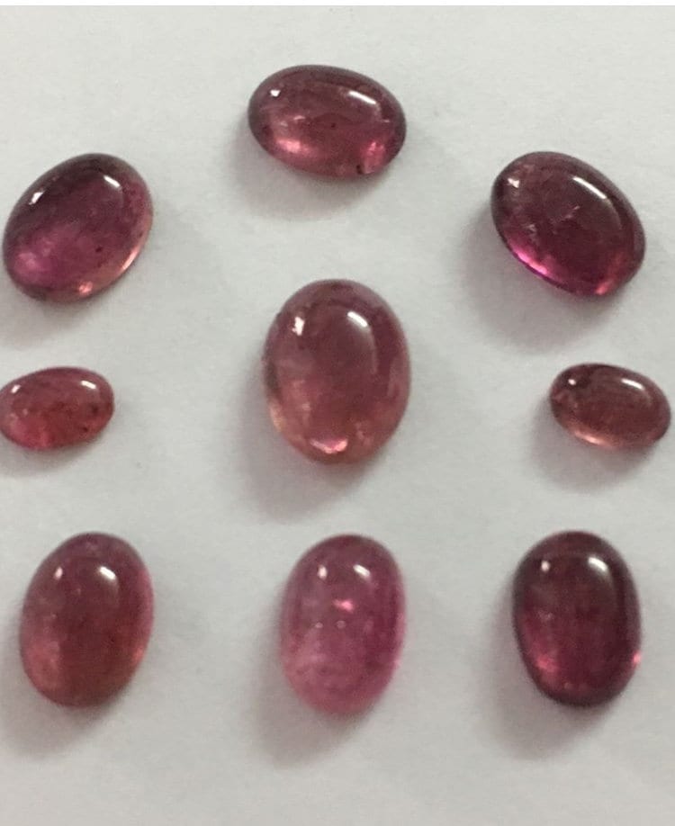 Natural pink tourmaline cabochons fine quality 7.15 carats size 5x3.3 mm to 8x6.1mm