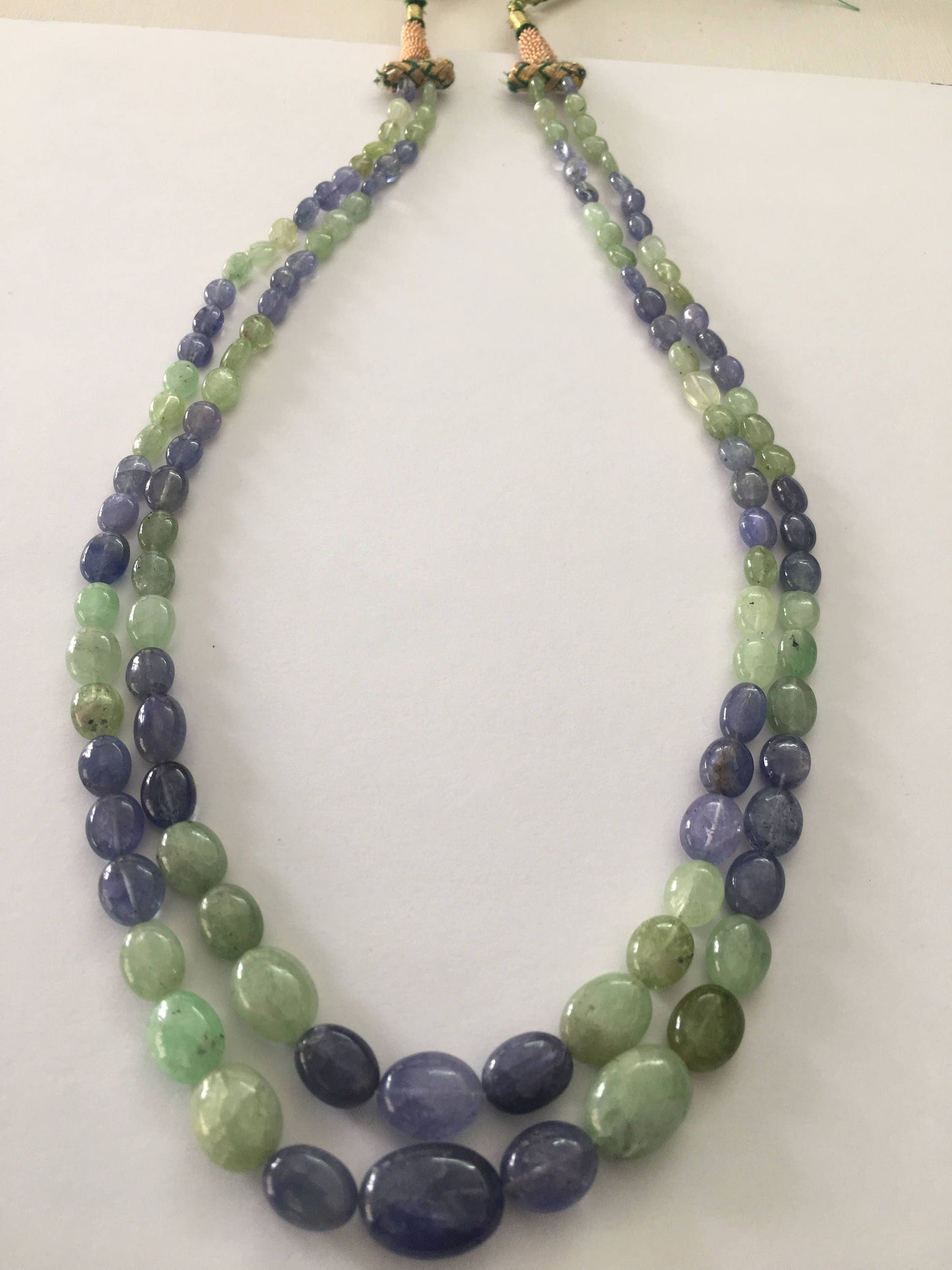 Zambian Emerald Tanzanite Necklace oval briolettes smooth polished oval shape necklace